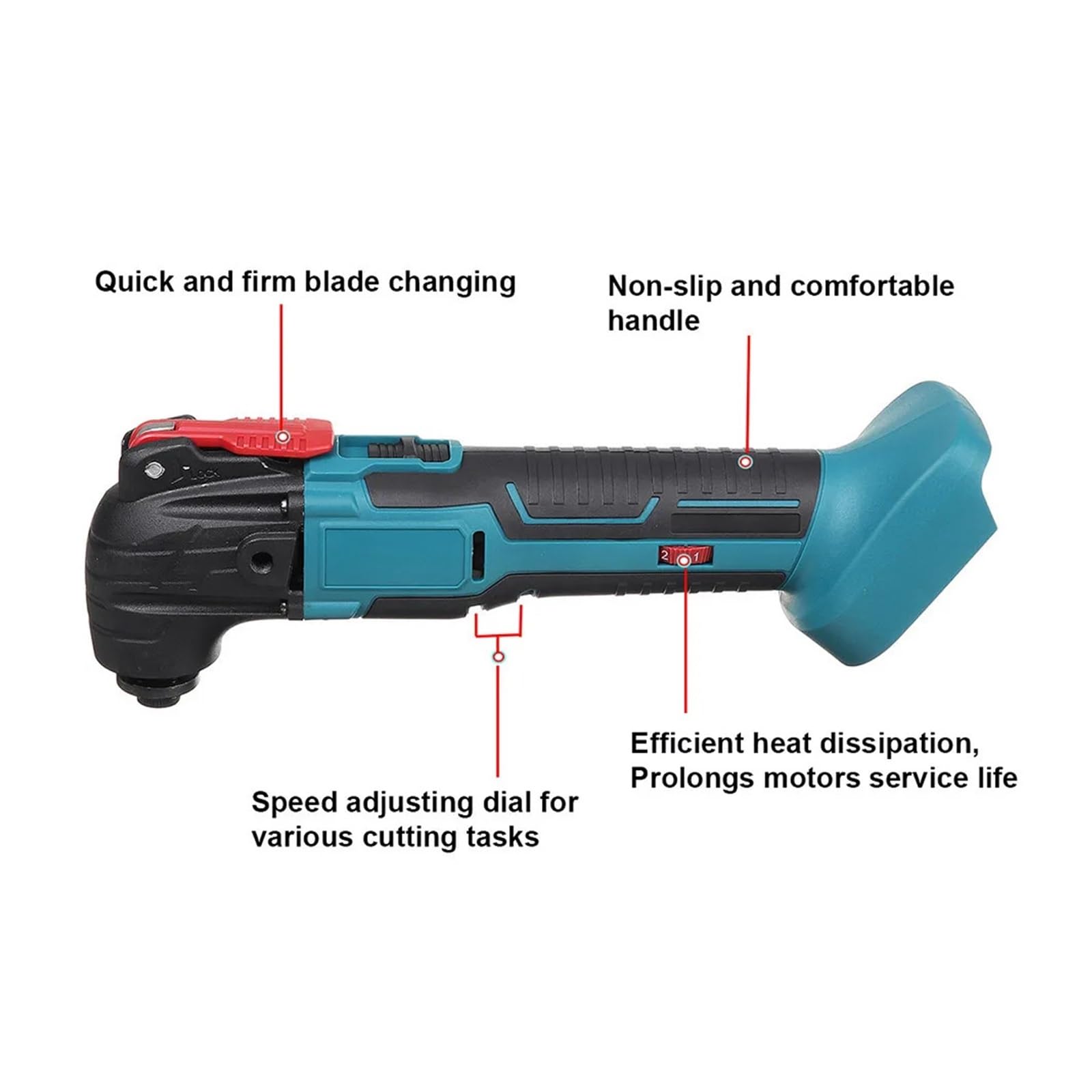Oszillationswerkzeug, Schnurlose oszillierende Multi-Tools, elektrischer Trimmer, Säge, Erneuerer, Holzbearbeitung, Schnitt, Schaufel, Schleifen, Polieren, Werkzeug for 18 V-Batterie,Aggressiveres Sc