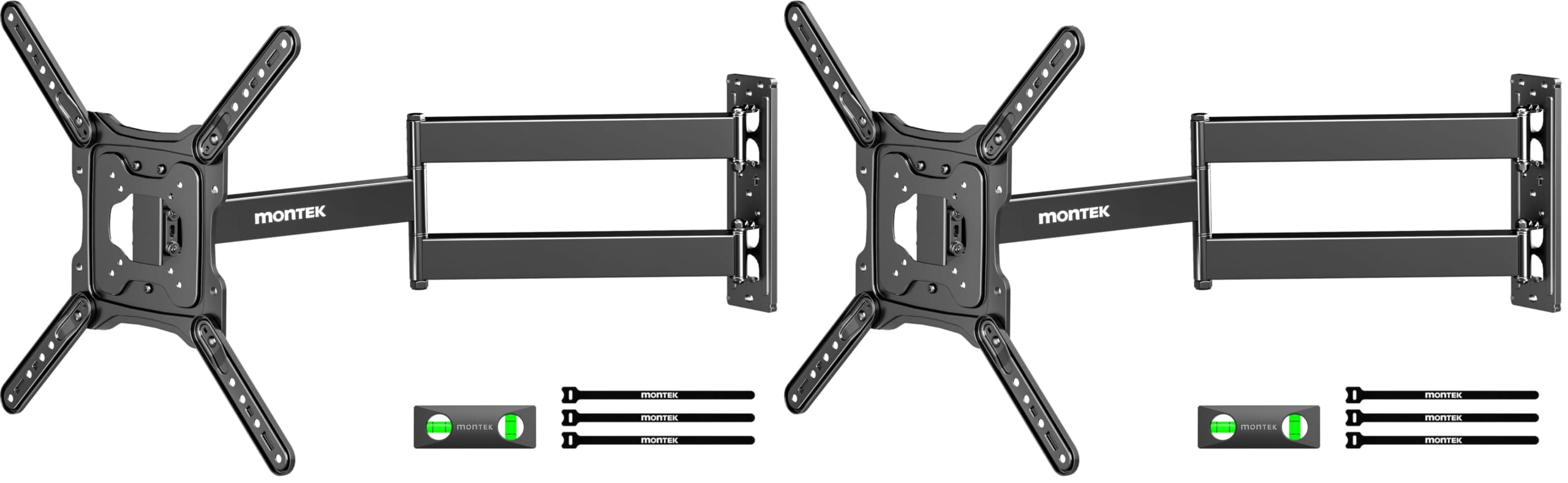 monTEK Long Arm TV Wall Mount for Most 23-65 Inch TVs, 29 Inch Long Extension TV Mount Swivel and Tilt, Full Motion Wall Mount Tv Bracket Fit Max VESA 400 x 400mm, Up to 77 lbs (Pack of 2)