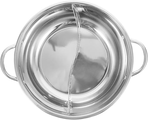 DOITOOL Olla caliente con divisor de acero inoxidable de dos sabores chino Shabu Shabu olla caliente para estufa de gas de inducción eléctrica