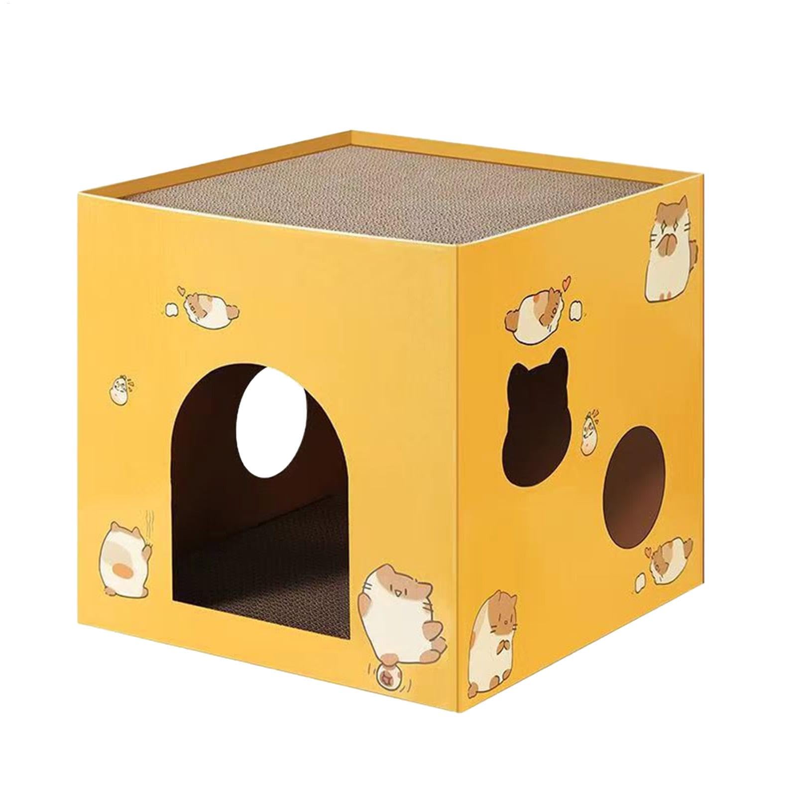 Maison en carton pour chat avec griffoir double face amovible