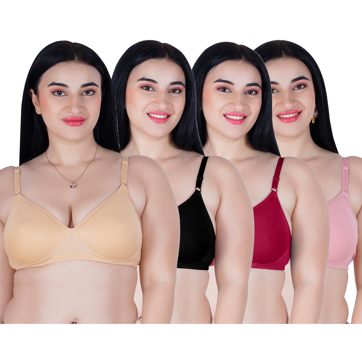 komli Medium Padded Bra - Cotton Rich Fabric - Full Coverage, Wirefree, Seamless - T-Shirt Bra-picture-37
