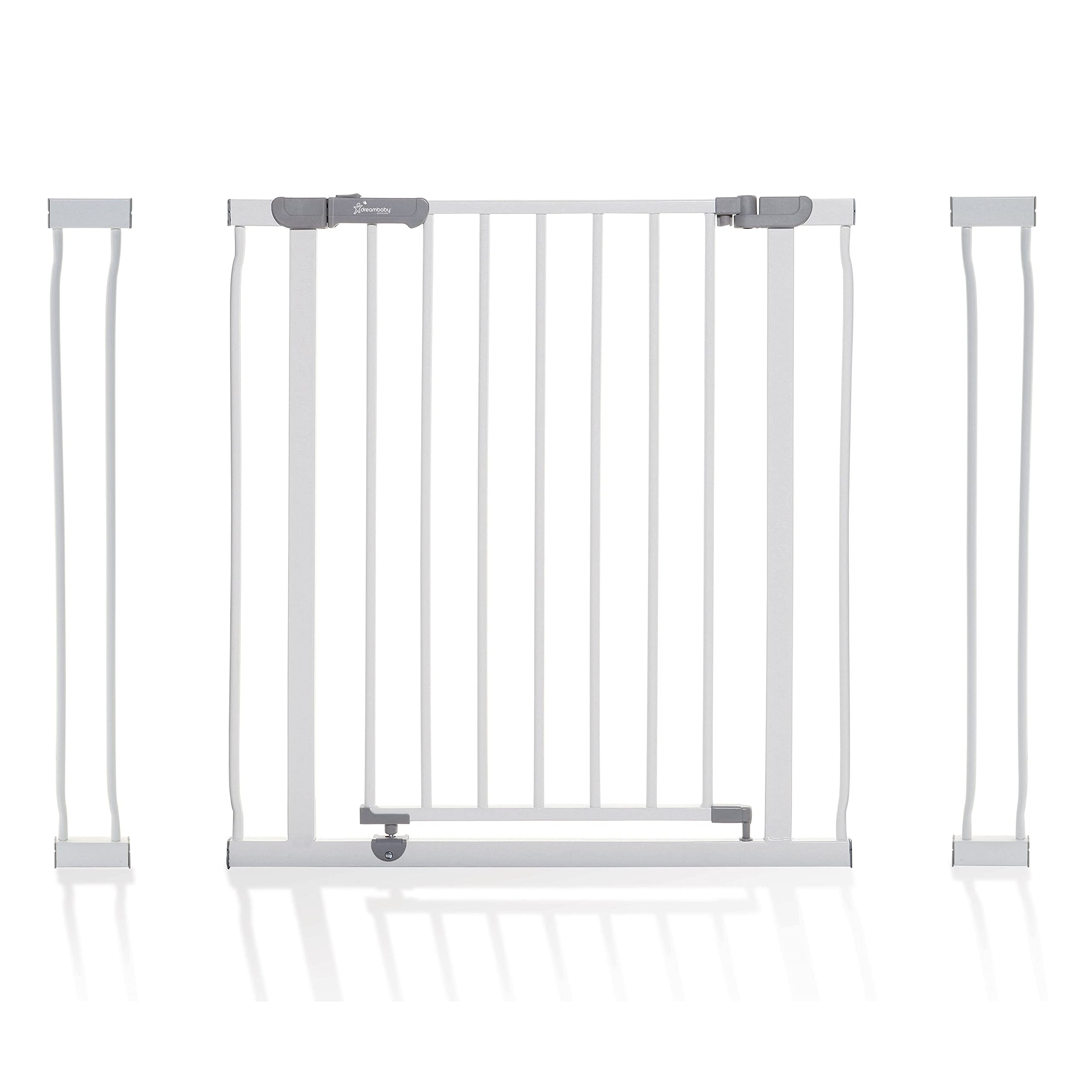 Photo 1 of Dreambaby Ava Walk Thru Baby Safety Gate & Extension Set | Pressure Mounted Gate with Stay Open Features | Includes 2 x 3.5 Wide & 30" Tall Extensions | Fits 29.5-39.5 inch Openings - White White 29.5-39 Inch