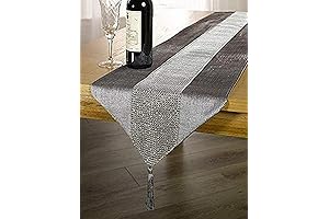 13inch x 72inch Table Runner with Diamante Strip and Tassels