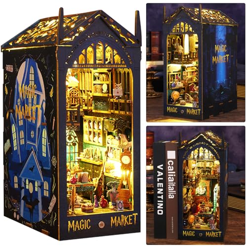 ISSEVE DIY Book Nook Miniature Kits for Adults, 3D Wooden Puzzle Dollhouse Miniature House Kit for...