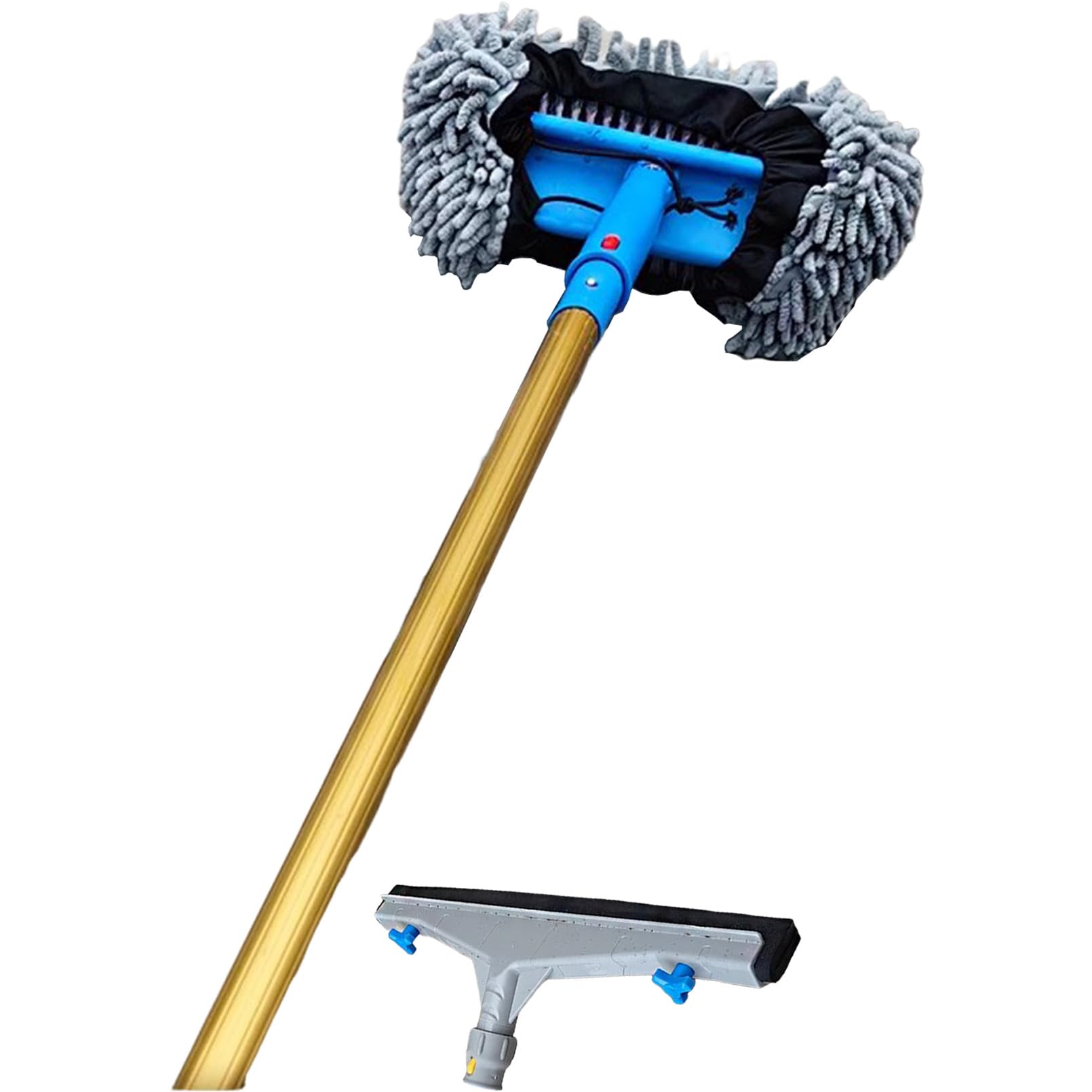 Brosse rotative pour panneaux solaires et perche extensible légère anti-traces pour toit