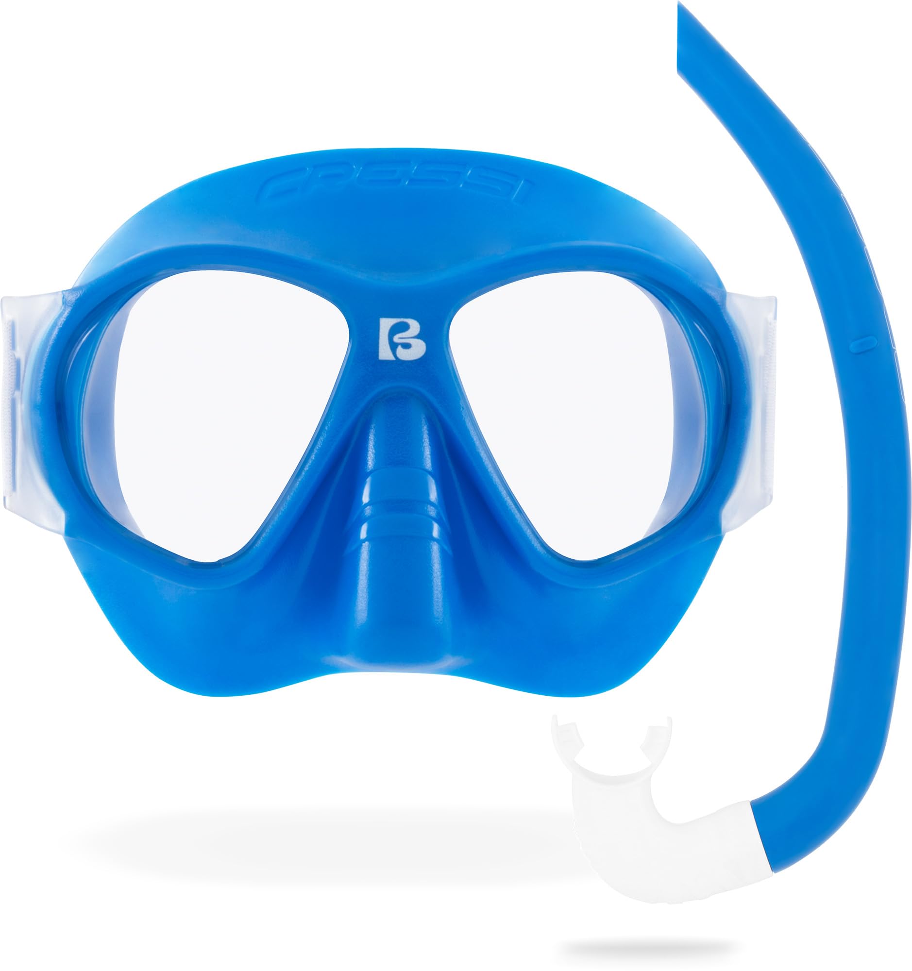 Cressi dal 1946 - Nautilus Combo Kid - Maschera Breezy Lenti in Policarbonato + Snorkel Mini Vibe Tubo TPR Boccaglio Silicone Ideale per Snorkeling e Nuoto in Superficie - Ice Shark_Taglia Unica