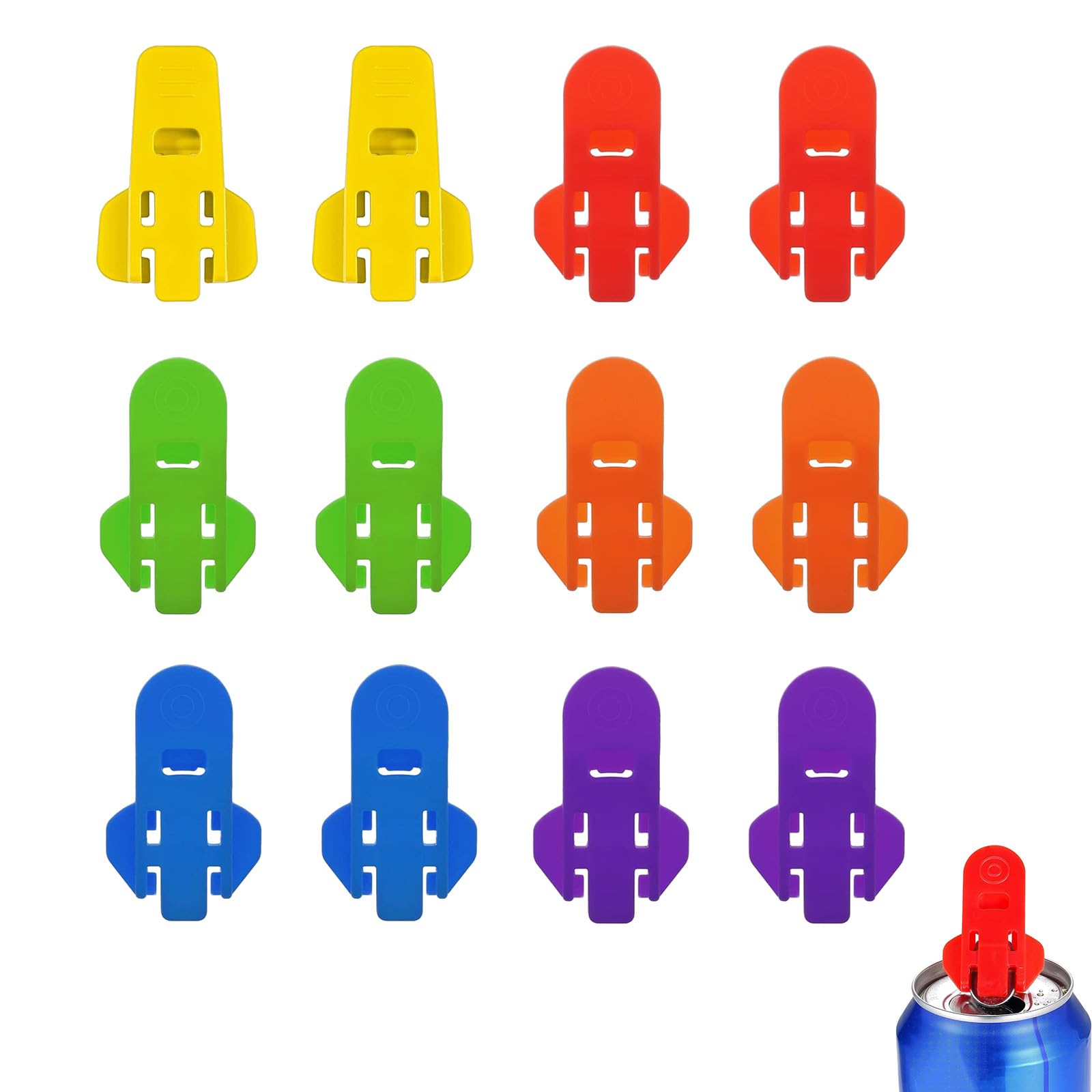 Drinks Can Opener, 12 Pcs Colored Drink Protector, Can Top Ring Opener Tool Drink Shield for Pop, Beer, Coke or Soda, Protect Cold Drinks from Bees
