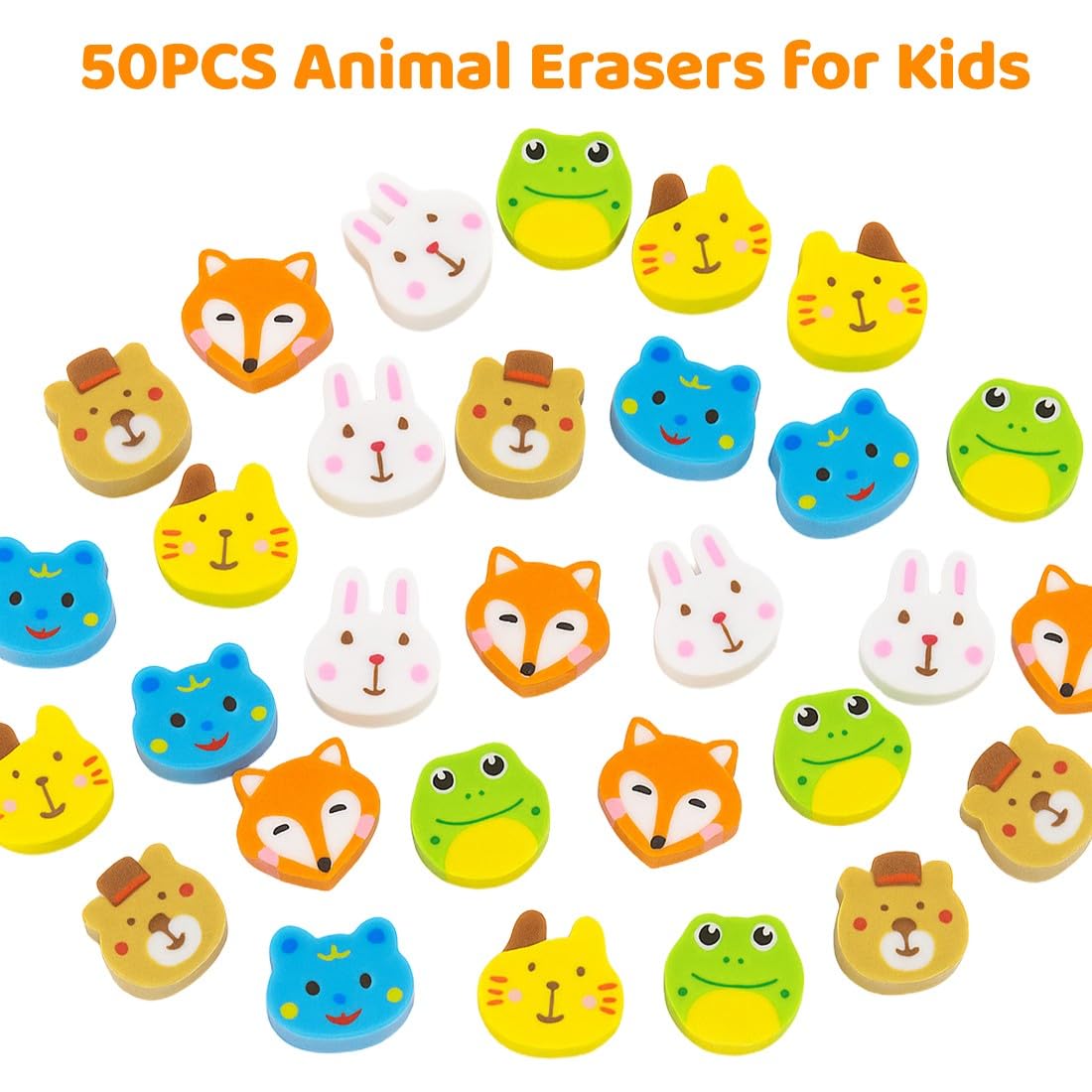 50 Pièces Gommes Animaux Mignons Effacer Crayons Dessin Animé Cadeaux Enfants