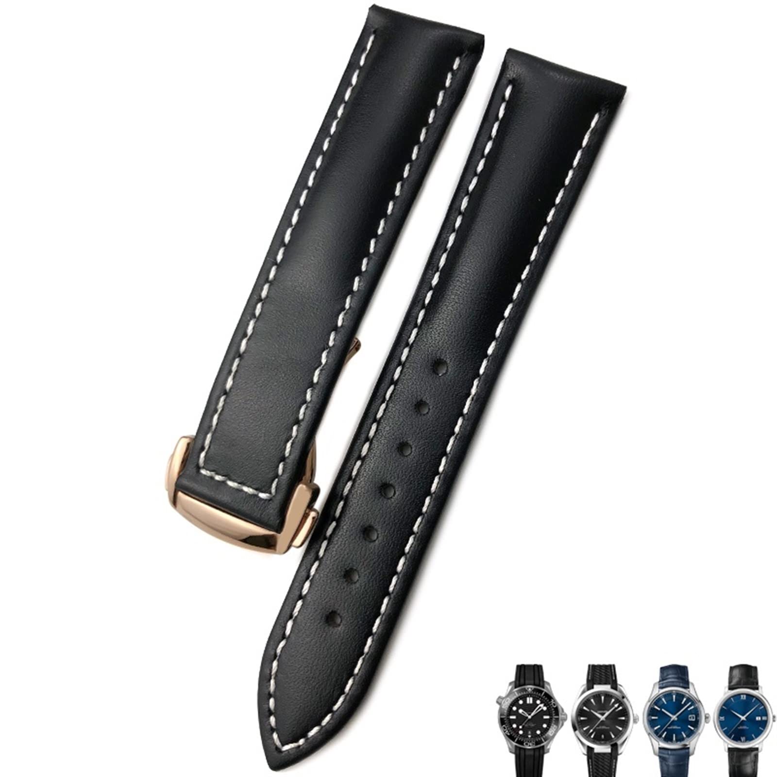 Bracelet de montre en cuir de vache 19 mm pour remplacer le bracelet Omega