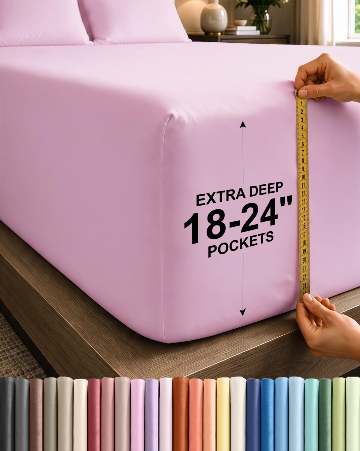 CGK Extra Deep King Single Fitted Sheet Only - Light Pink