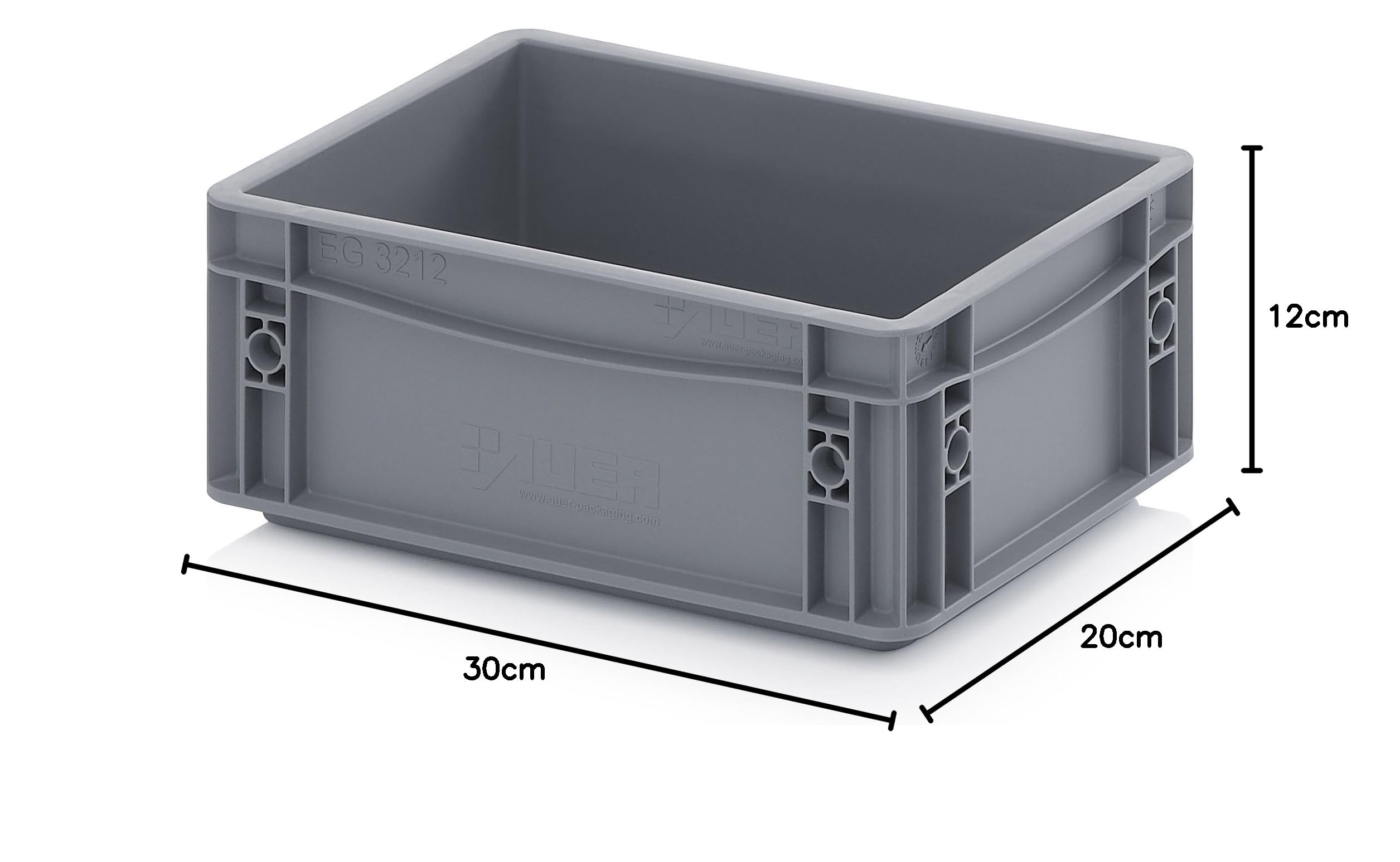 Auer Packaging 8x Eurobehälter 30 x 20 x 12 grau inkl. gratis Zollstock 8er Set