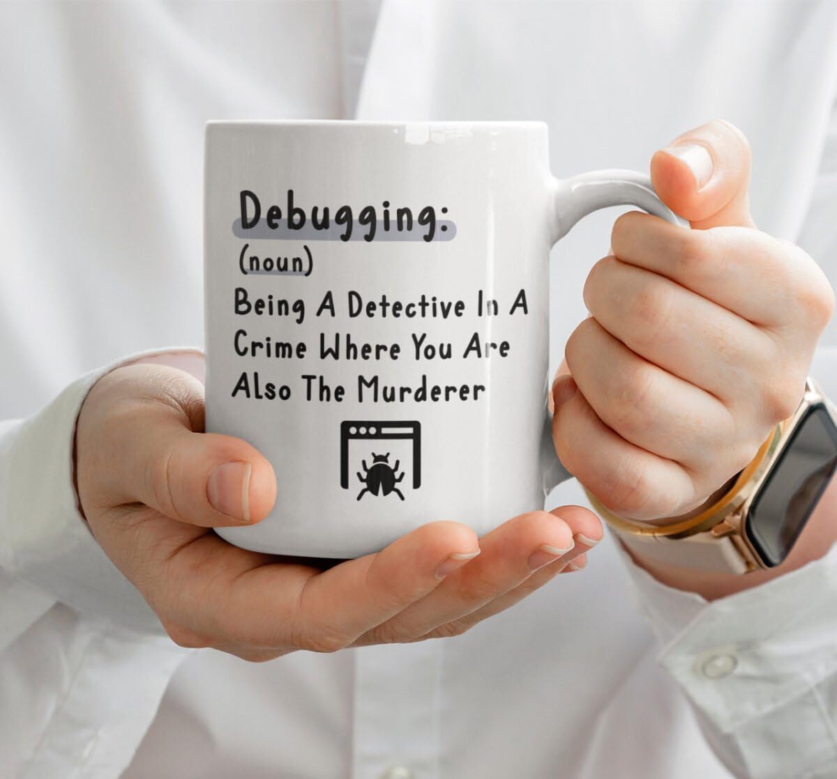 Inky Penguin - Debugging, Funny Definition - Programmer, Coder, Developer Gift Mug, Ceramic, 11fl. oz. - Image 2
