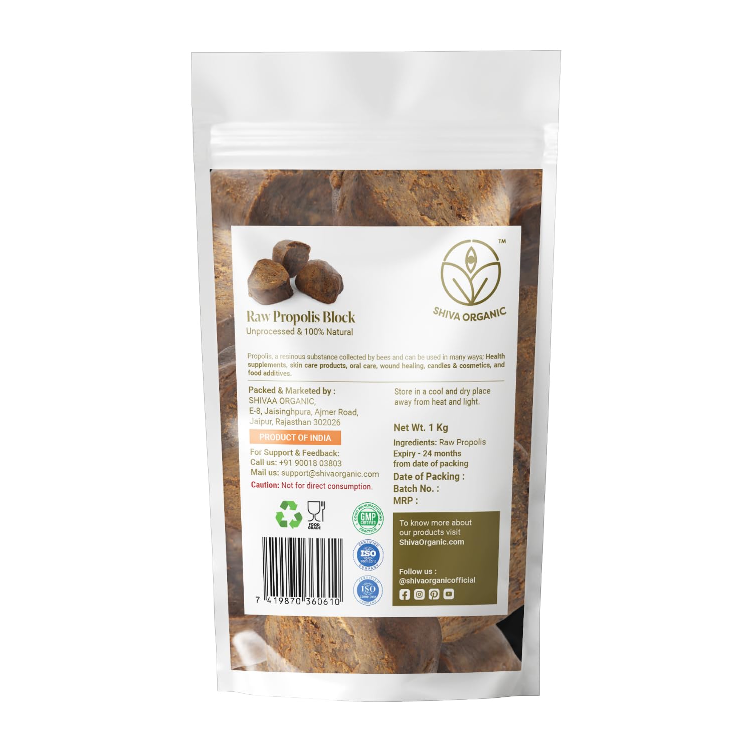 Shiva Organic Propolis - Raw & Unprocessed (1 Kg)