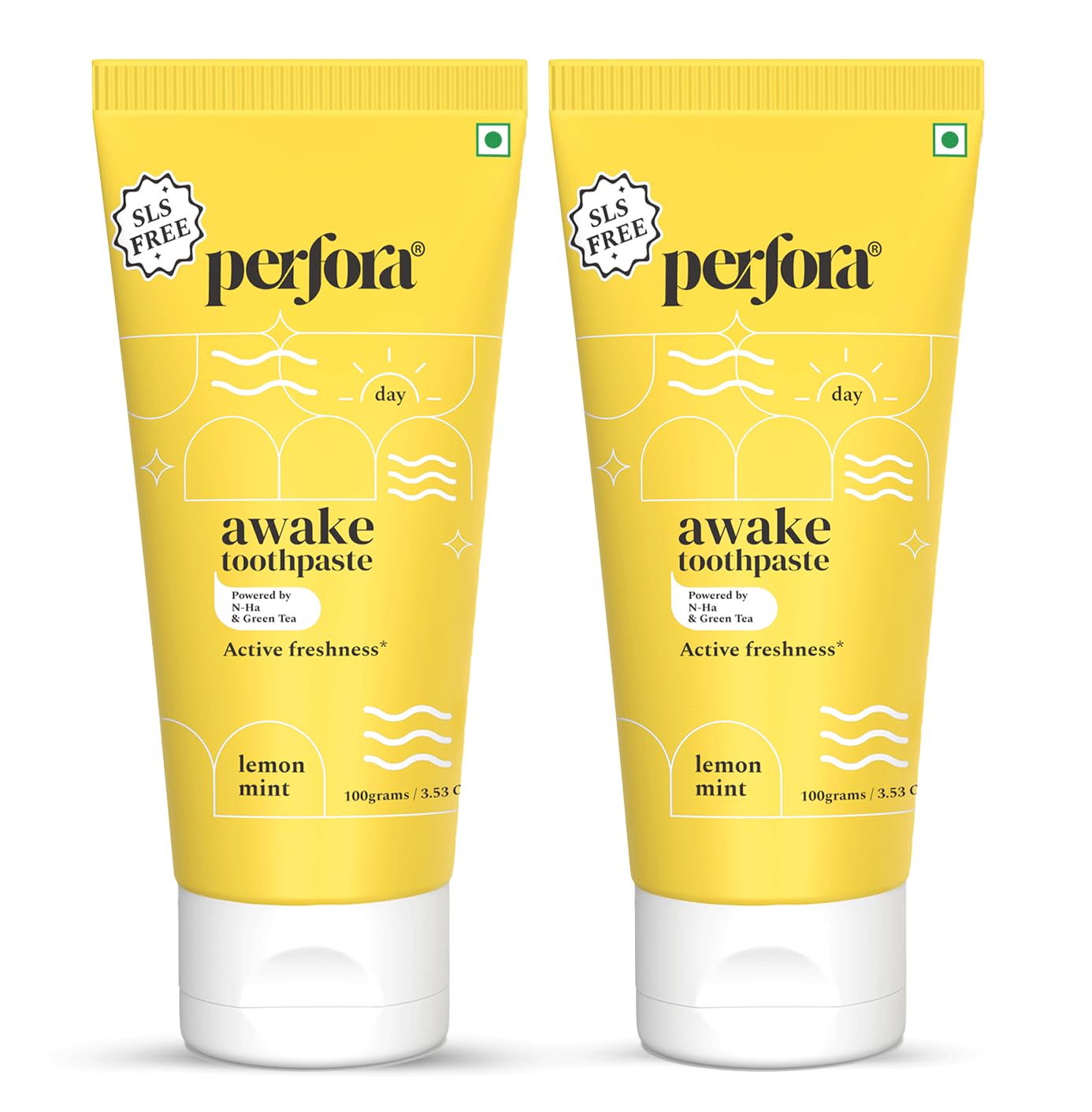 Awake Toothpaste | Active Freshness Cavity Prevention | Vitamin Enriched SLS & Fluoride Free Toothpastes | N-Ha For Teeth Remineralisation | Healthy Gums & Oral Care | Lemon Mint | Pack of 2