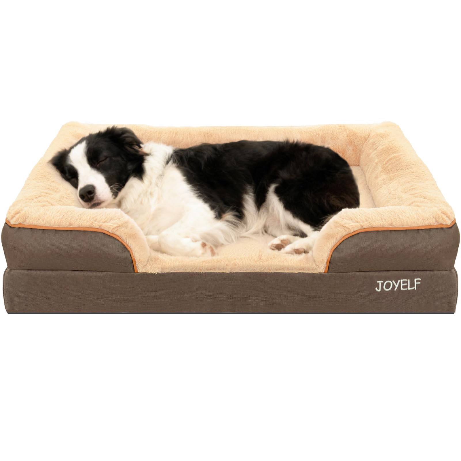 JOYELF Orthopedic Dog Bed for Large Dogs, Foam Sofa Couch Bed, Bolster Waterproof Pet Bed with Removable Washable Cover and Nonskid Bottom for Medium
