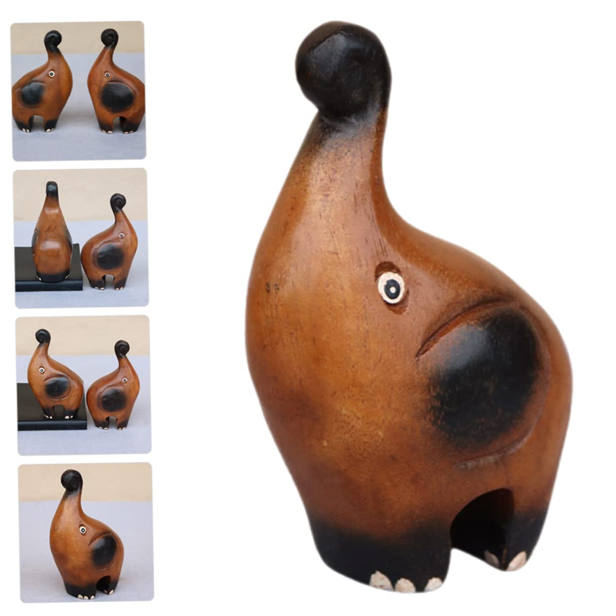 STOBAZA 2stücke Handgefertigte Holzfigur Eines Kleinen Elefantenskulptur Für Stilvolle Wohnkultur Langlebige Dekoration Für Tisch Oder Schreibtisch