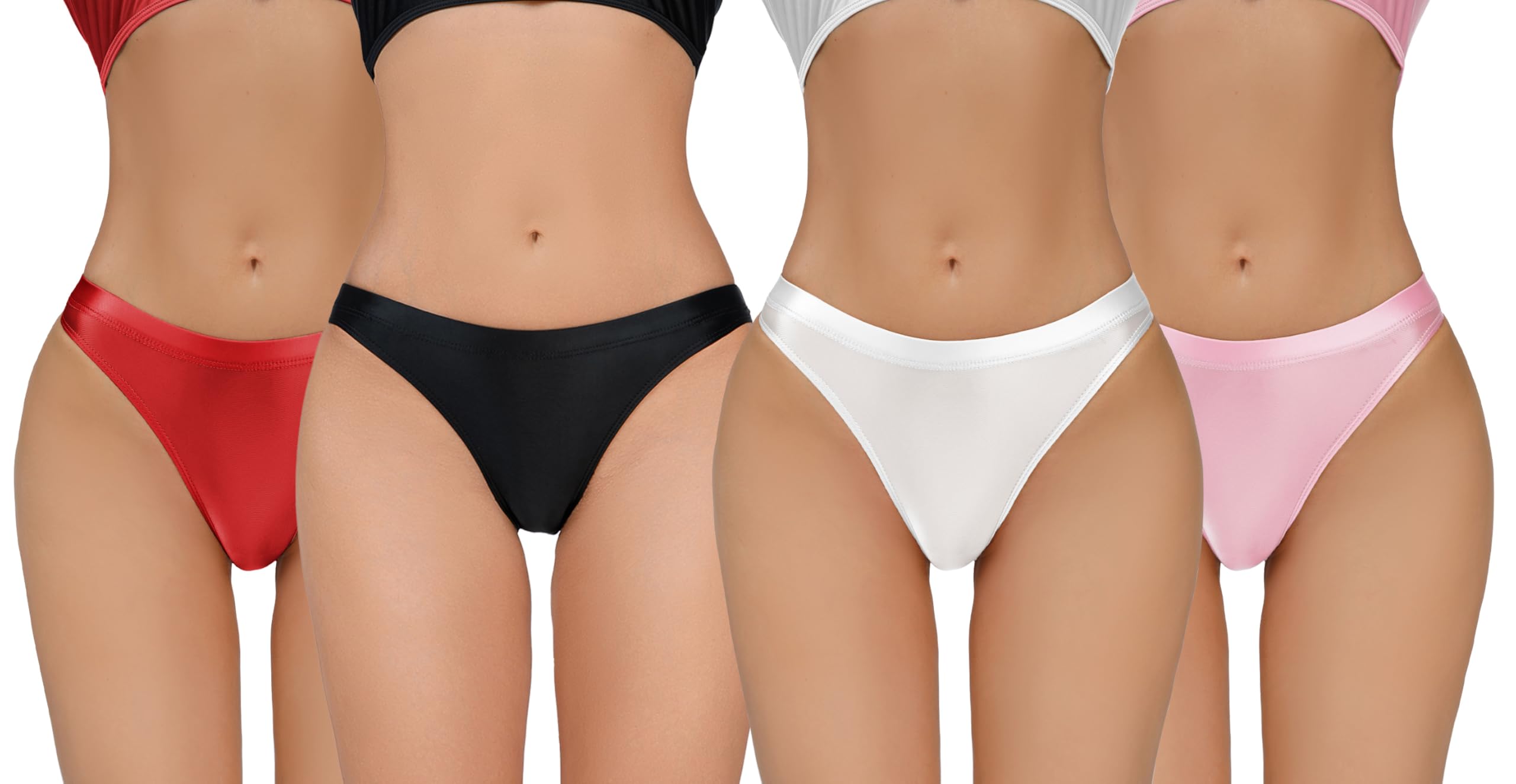 FEOYA Lot de 3/4 strings métalliques taille basse pour femme