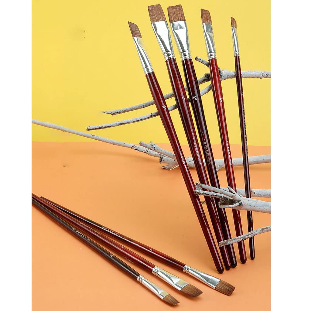 6 Teile/Satz künstler ölgemälde Pinsel Ebenen Kopf Haar Wasser Pinsel Zeichnung Kunst Liefert Malerei gewidmet (Rosso 6 stücke)