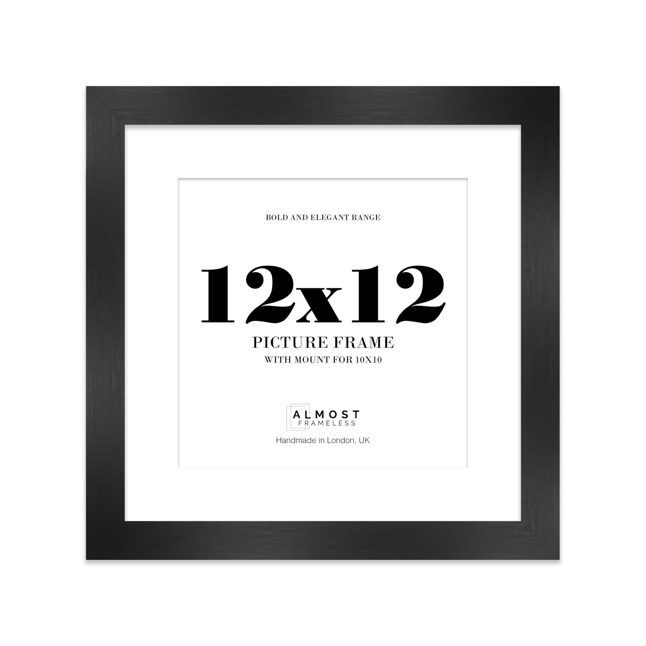 12x12 Black Square Frame With Mount for 10x10 Pictures 28mm Edge Frame Display with Wall Hooks and Kickstand, 1 Pack — image 1