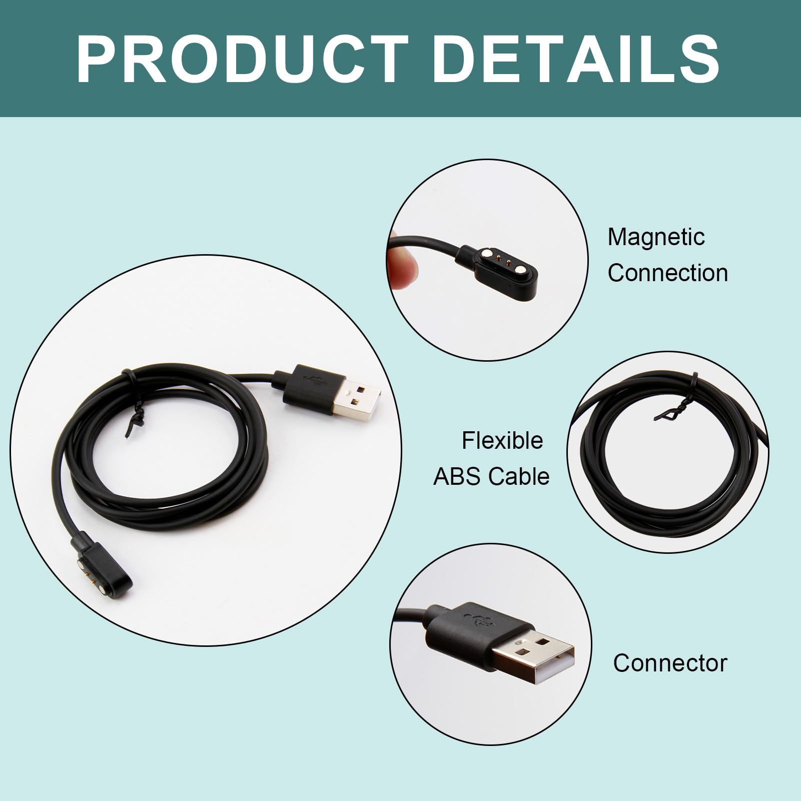 talNite Smart Watch Charger Cable for AEAC,Compatible with Fitpolo,GRV,Letscom,Letsfit,Lifebee,Teminice,Tensky,VeryFitPro - Image 3