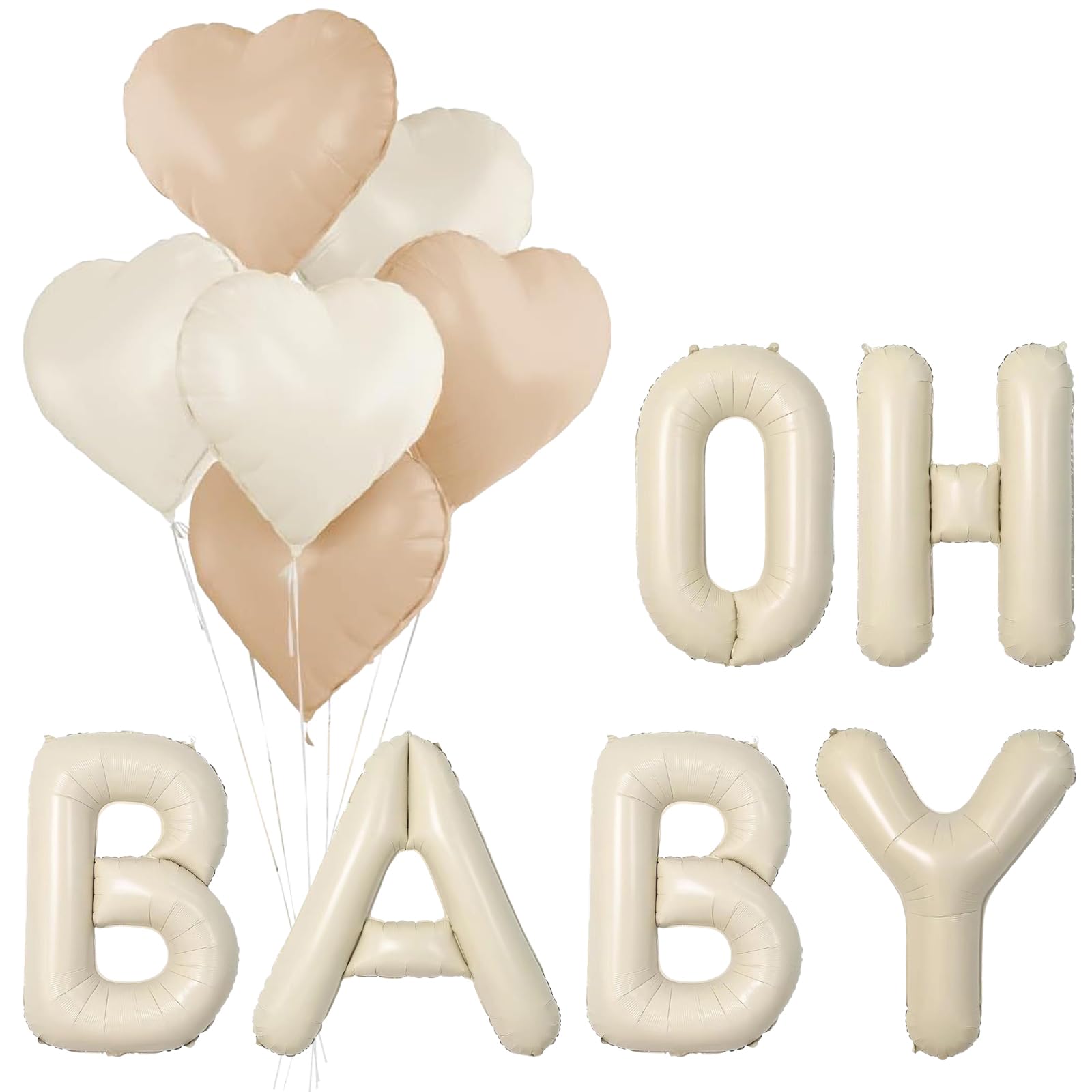 Huhaokejis 16 inch Baby Letter Balloons, Baby Shower Decorations, Cream Foil Balloons oh baby balloon set, Gender Reveal Backdrop Party Decorations (Multicolor A)