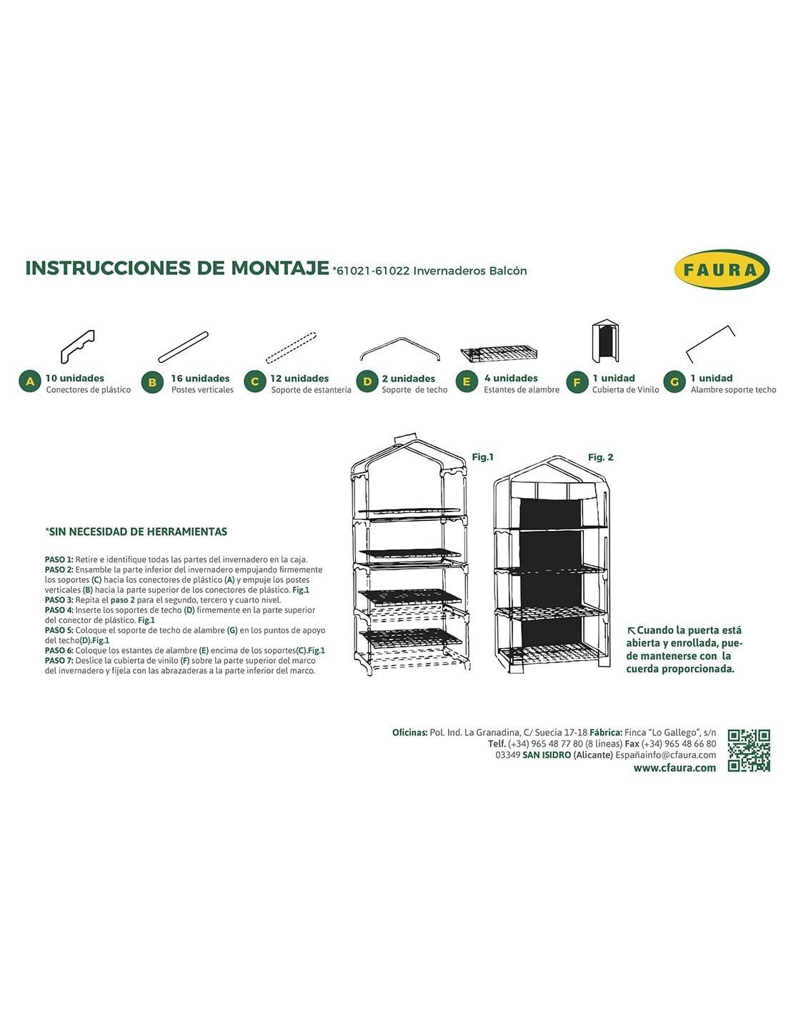 Faura - Faura - Invernadero Balcón | Varias Medidas Seleccionela | Invernadero para Hogar | 4 ESTANTES. (160x69x49 cm.) () | 4 ESTANTES. (160x69x49 cm.)