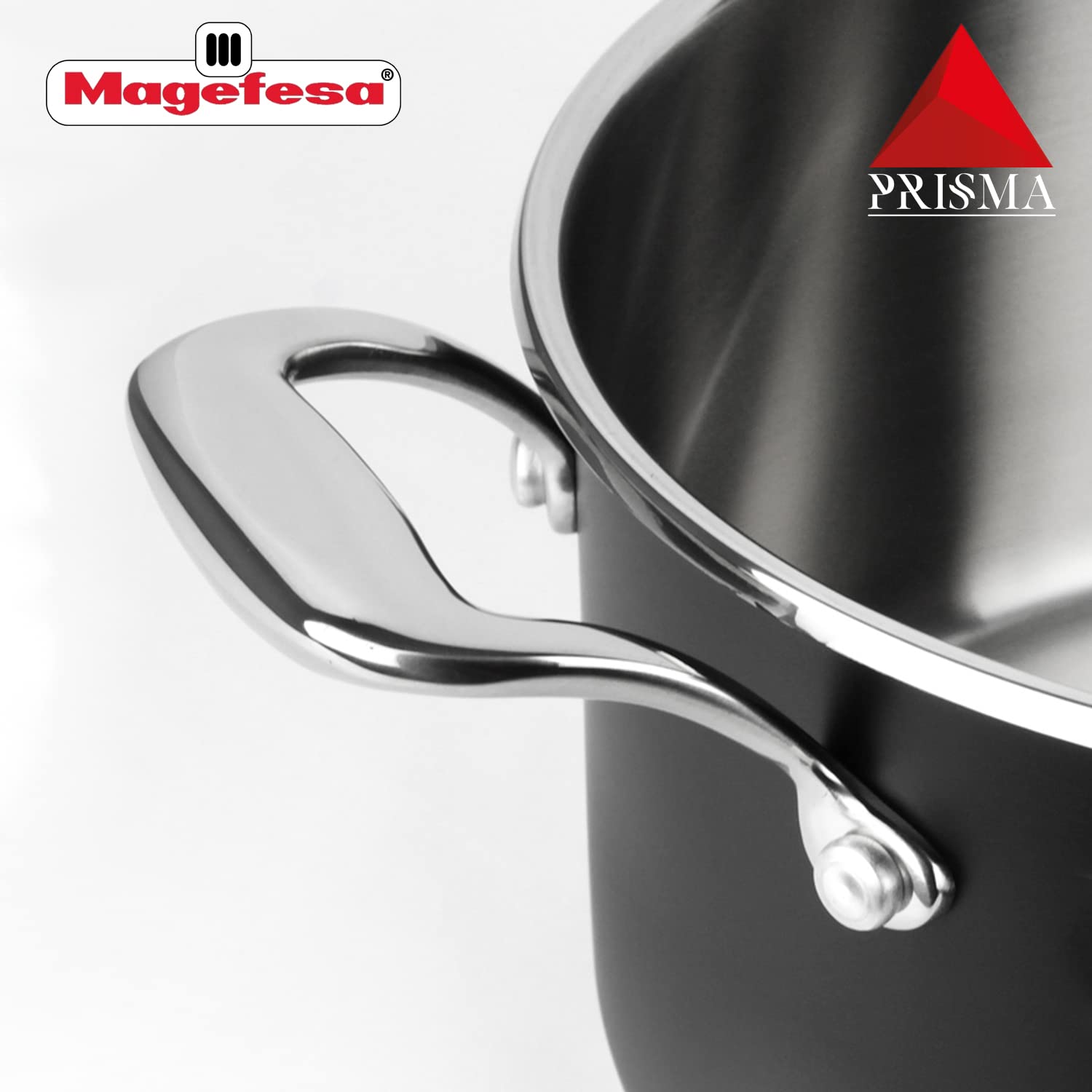 Magefesa Prisma 7.9-Inch Stainless Steel Steam Stew Pot With Lid - Induction Compatible, Oven Safe