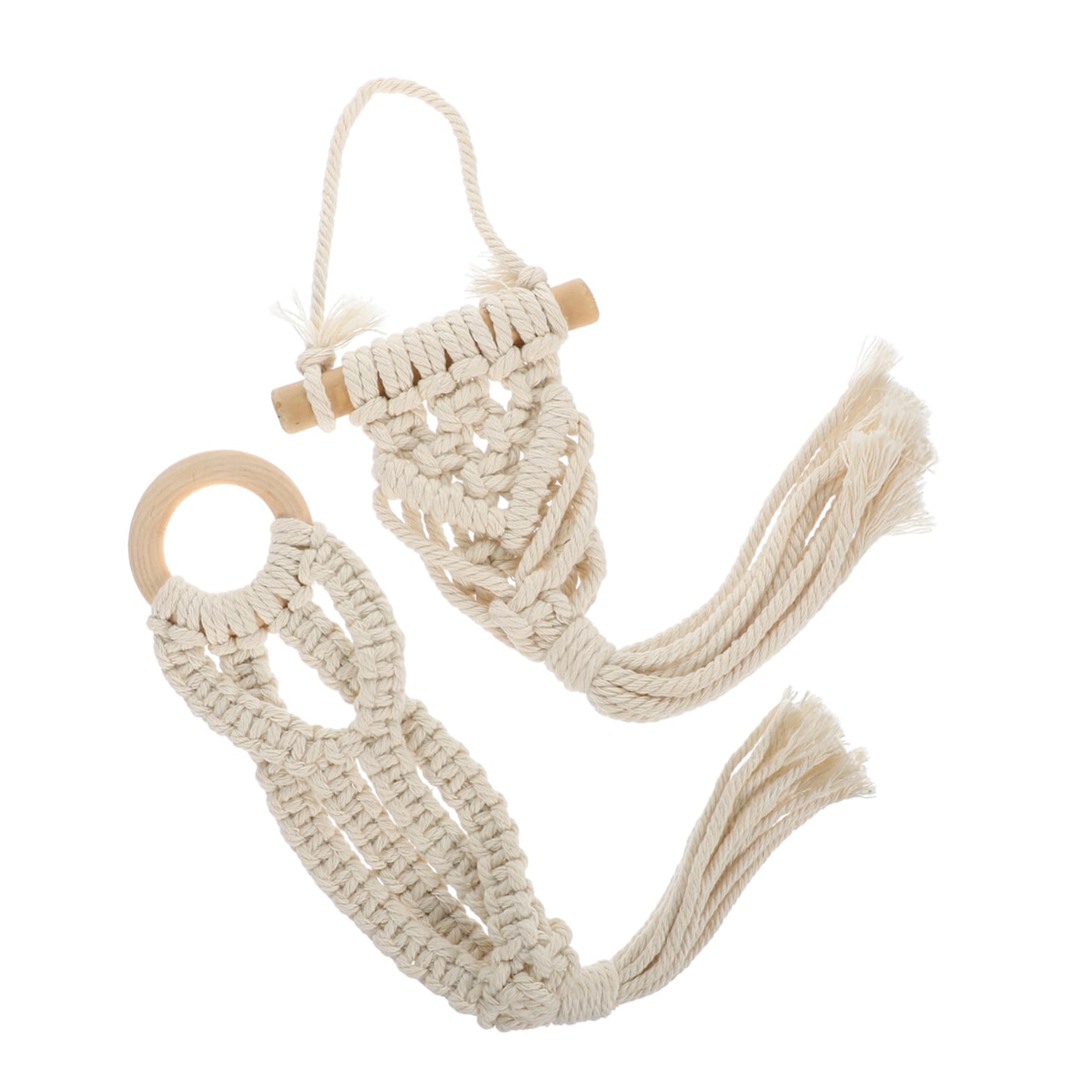YARNOW Lot De 4 Pots De Fleurs Muraux Rustiques en Macramé Suspension Décorative Dintérieur pour Plantes Aériennes Installation Facile Suspension Plafond 2 Pièces X 4