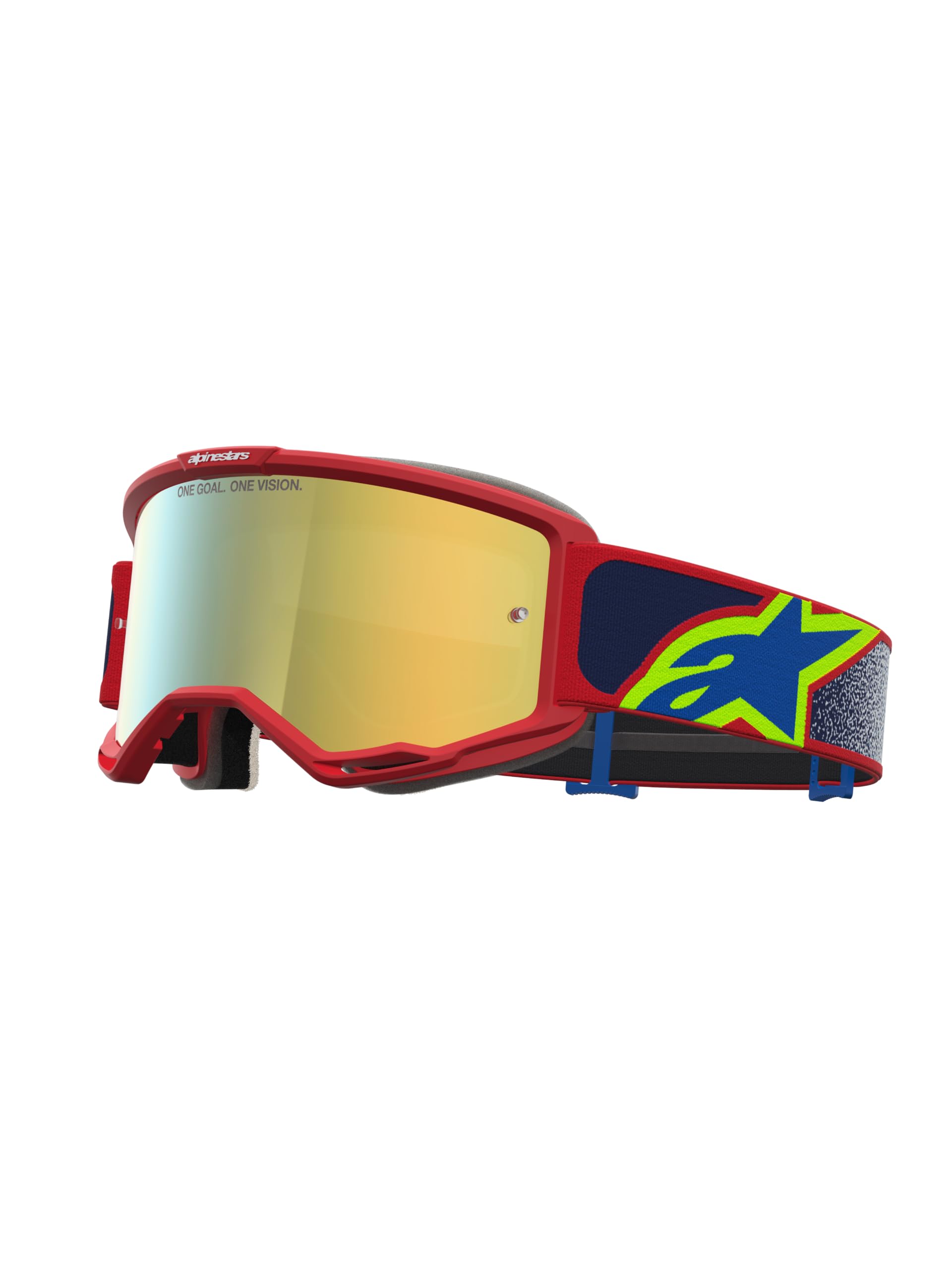 Alpinestars Vision 5 Drag Mirror Occhiali da motocross | Montatura in uretano A-FLEX, schiuma multistrato da 17 mm, ventilazione RAM-AIR, ampia visione periferica, lenti a specchio