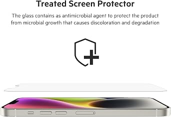 Belkin UltraGlass iPhone 14 Plus, iPhone 13 Pro Max Screen Protector, AntiMicrobial Processed, Including Bubble-Free Application and Installation Guide Tray, 9H Hardness Tested, Tempered Glass