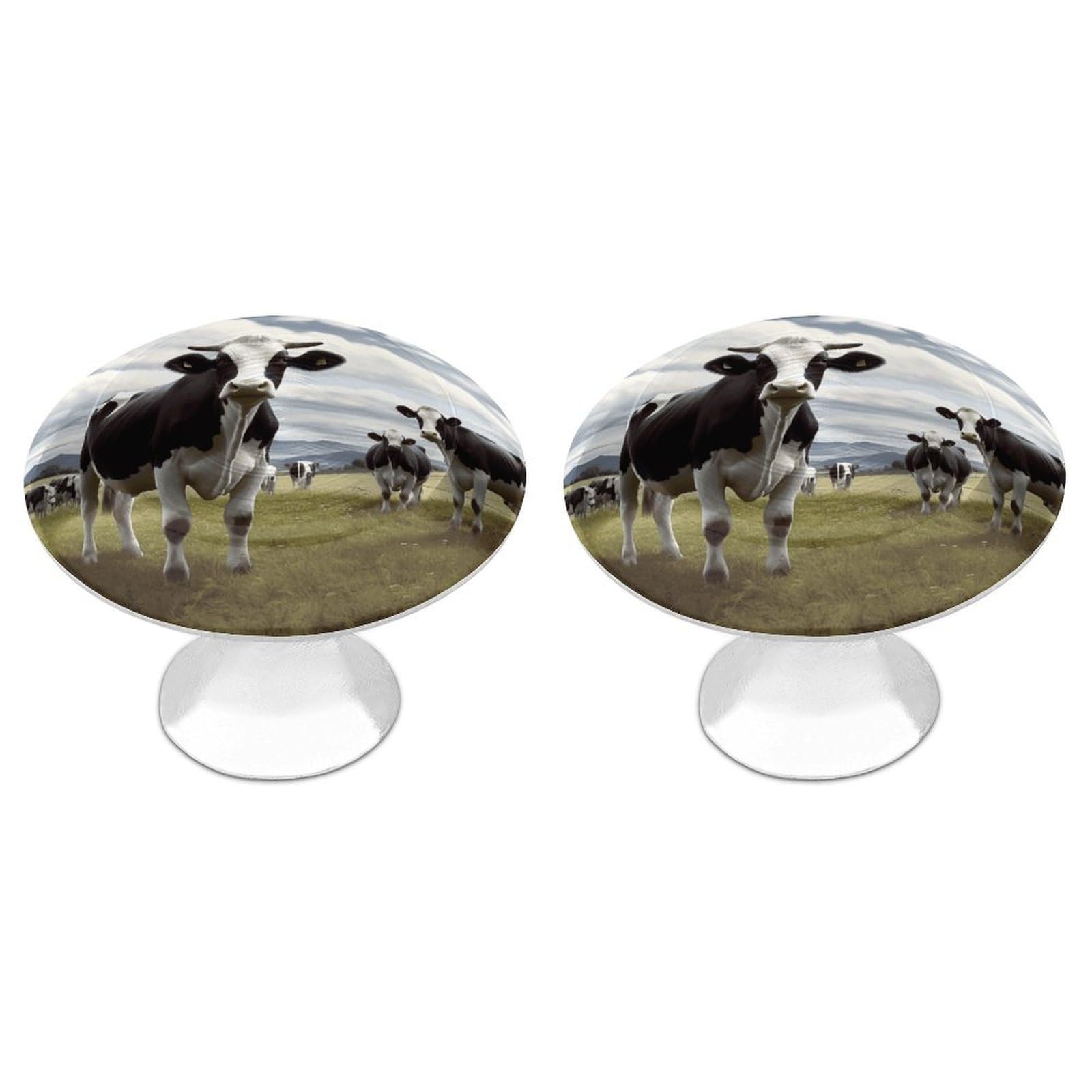 Vstadank Style Farm Cow Pictures Drawer Pulls Sturdy Stainless Steel Door Handle Round Cabinet Knobs Fashion Dresser Drawer Knobs Door Pulls Exquisite Cabinet Handles Furniture Pull 2Pcs