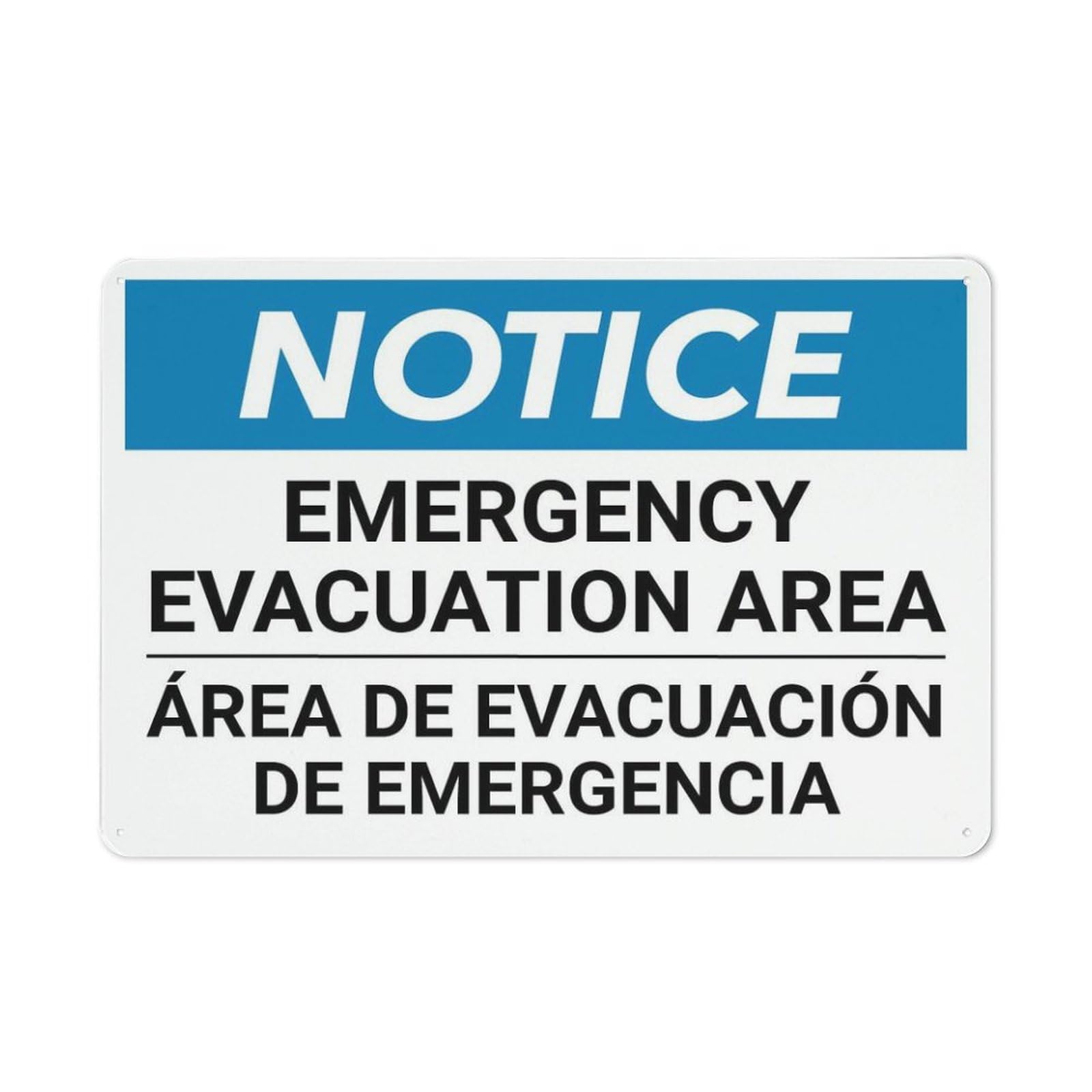 Xewazd A37 8"X12" Rust-Free Aluminum Bilingual Spanish Notice Sign - Emergency Evacuation Area | Indoor & Outdoor Use For Fence Yard