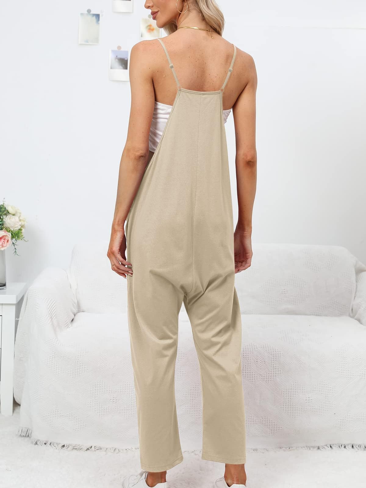 Cegerne Salopette Donna Estiva Larga Senza Maniche Tuta Intera Jumpsuit Premaman Casual da Lavoro Giardino con Tasche Grandi