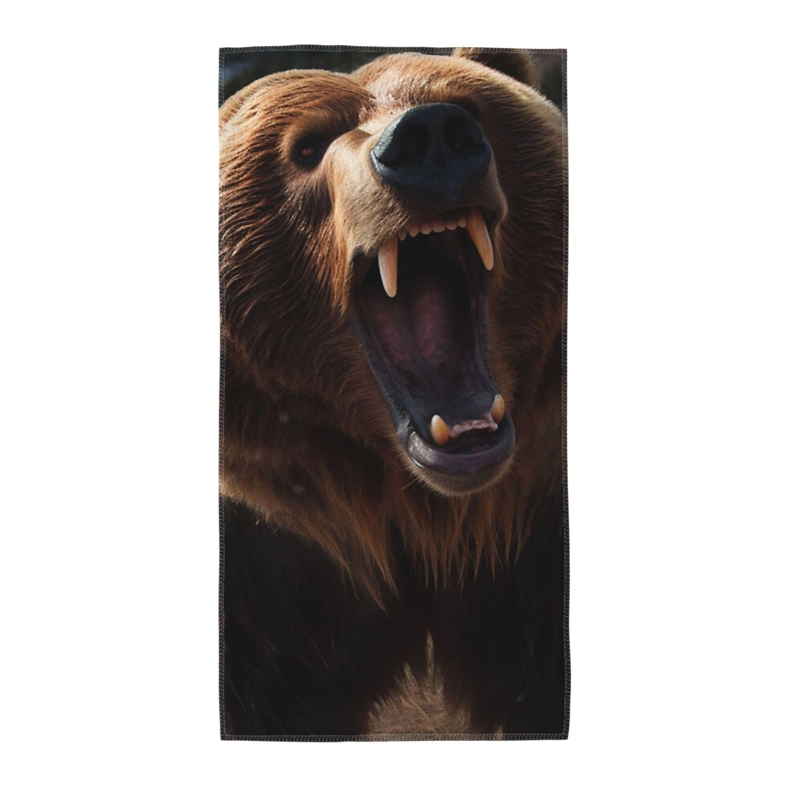 FekiLoot Absorbent Hand Towels 13.8"X27.5" Decorative Bathroom Towel Soft Microfiber Face Towel Roaring Bear Dish Kitchen Towels for Bathroom Kitchen Hotel Spa Bath Towels