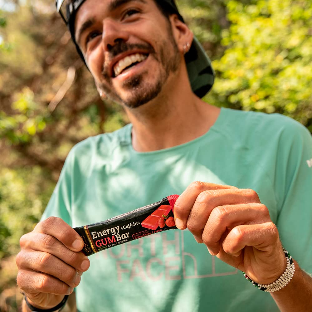 Crown Sport Nutrition Energy GUM Bar | Barrita Energética de Gominola con Carbohidratos, Sales y Aminoácidos | Textura blanda, con y sin cafeína | Vegana