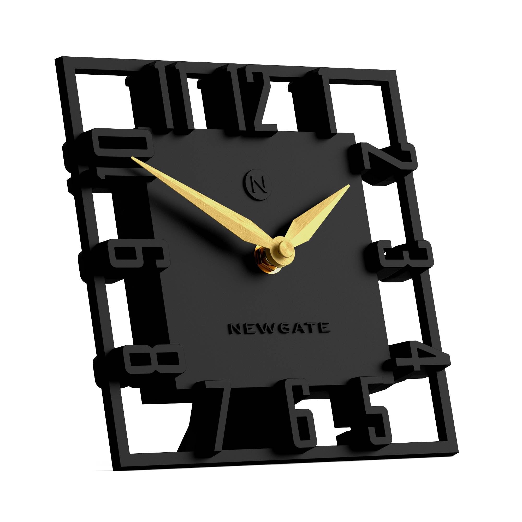 NEWGATE® Highline Reloj de Escritorio | Reloj Esqueleto Cuadrado | Negro | Estilo Moderno de diseño para Escritorio, encimera, repisa, estantería o mesilla | para Cocina, salón, Oficina