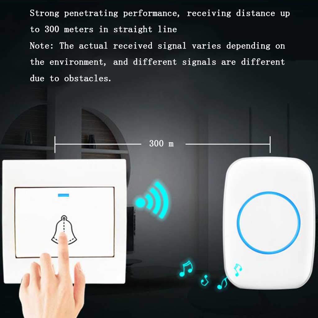 Timbre Inalámbrico Resistente Al Agua, Timbre De Puerta De Ca De Ultra Largo Alcance De 300 M, 1 Transmisor Y 6 Receptores, 36 Tonos De Llamada, Luz Intermitente Inteligente, Timbre Autoalimentado, N