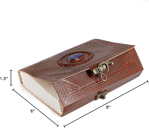 Miniatura 10 de KPL - Diario de cuero hecho a mano, diario con motivo de piedra, diario con páginas en blanco, cuaderno de recortes, cuaderno de bocetos, cuaderno