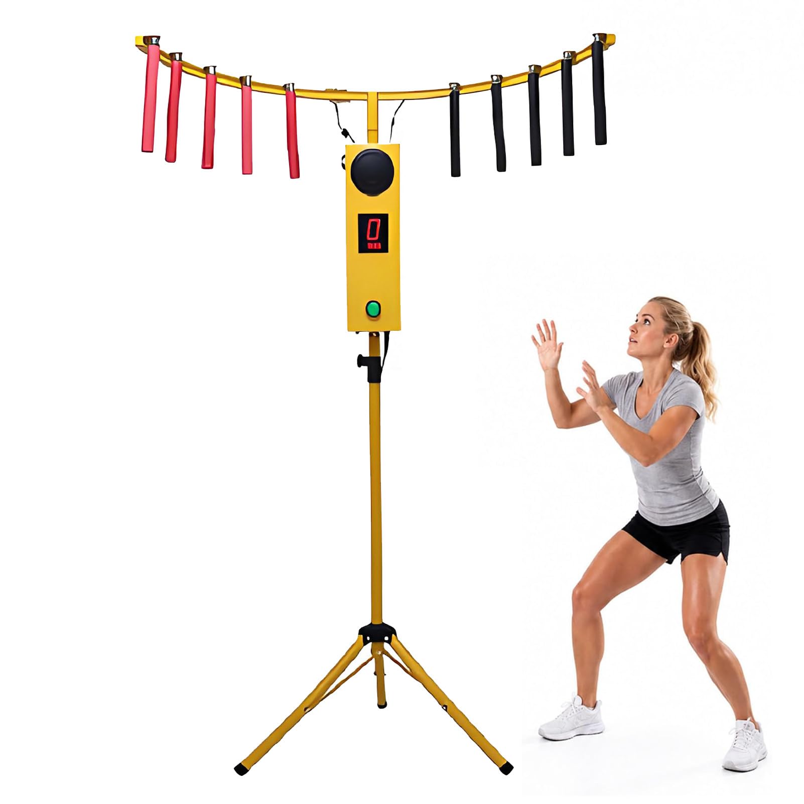 EpyGnom Hand Eye Coordination Training Catching Game, Reflex Arcade Stick Game Machine with Extendable tripod, LED Digital Display & Music Reaction, for Parties, Game Rooms Yellow