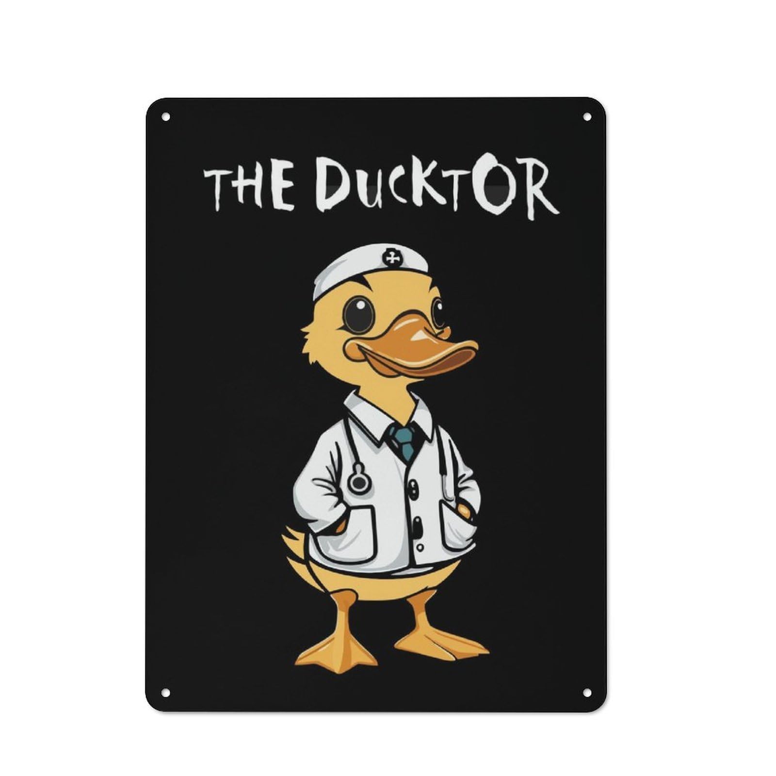 Junmoney The Ducktor Duck Goose Vintage Metal Plaque 40X30cm For Hobby Room Or Studio, Suited To Hobby Room Decor Fans