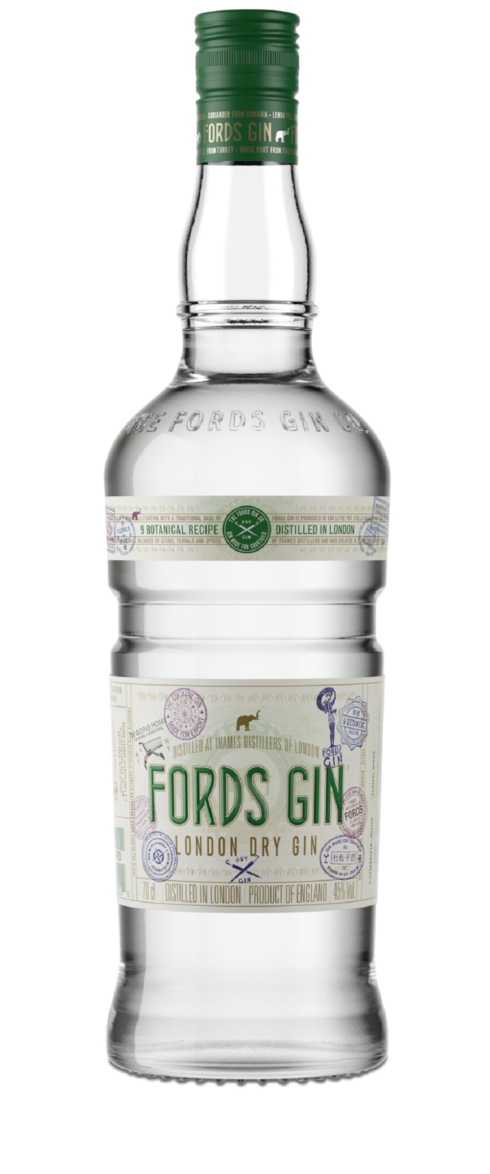 Fords Gin - London Dry Gin - Geschenkempfehlung - Leichte Süße und voller Geschmack aus Wacholder, Koriander und Zitrusölen - 0.7L/45% Vol