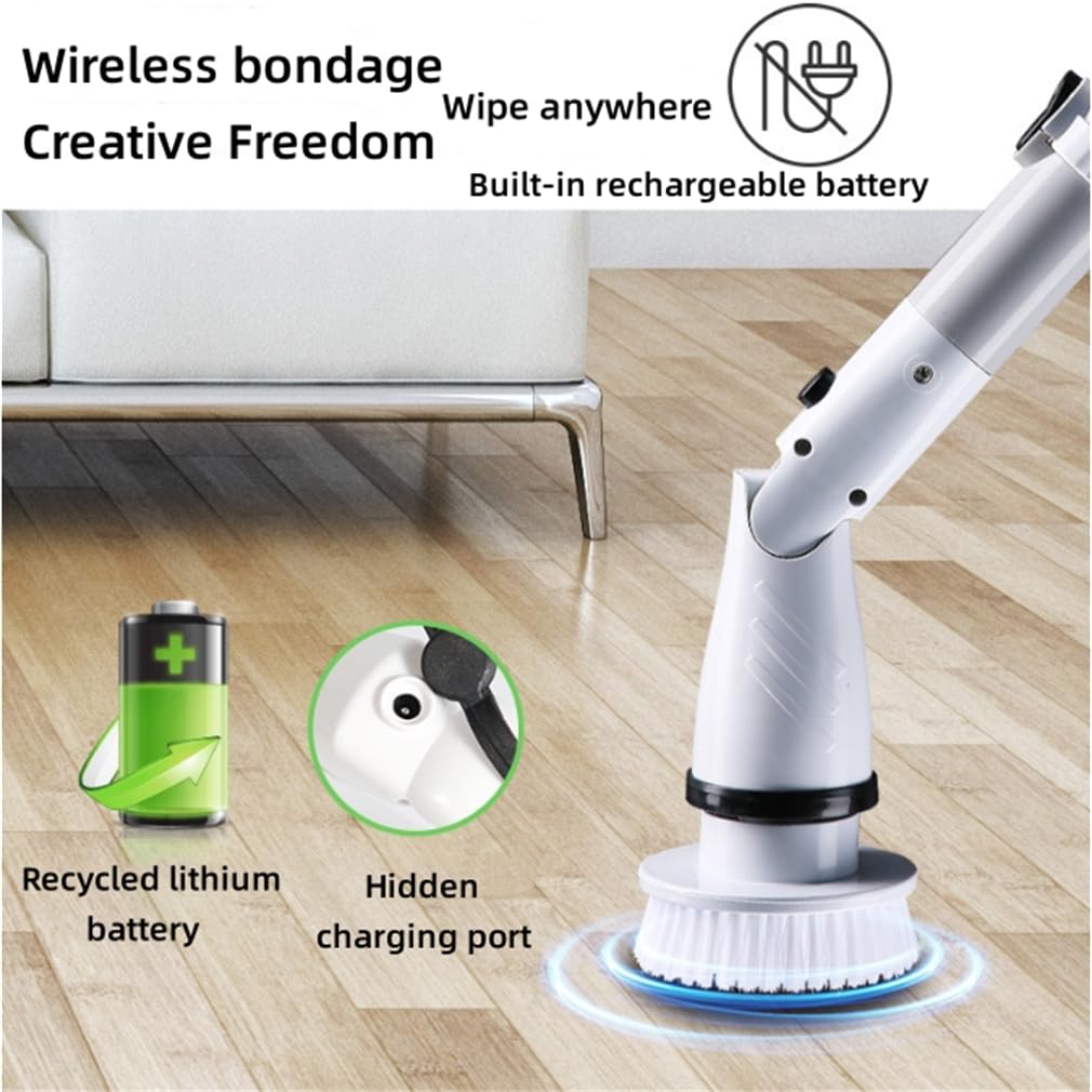 Depurador giratorio eléctrico, mopas para limpieza de suelos, batería de litio de 4000 mAh, 4 cabezales de limpieza reemplazables, limpiador de ducha eléctrica para baño, bañera, azulejos, piso