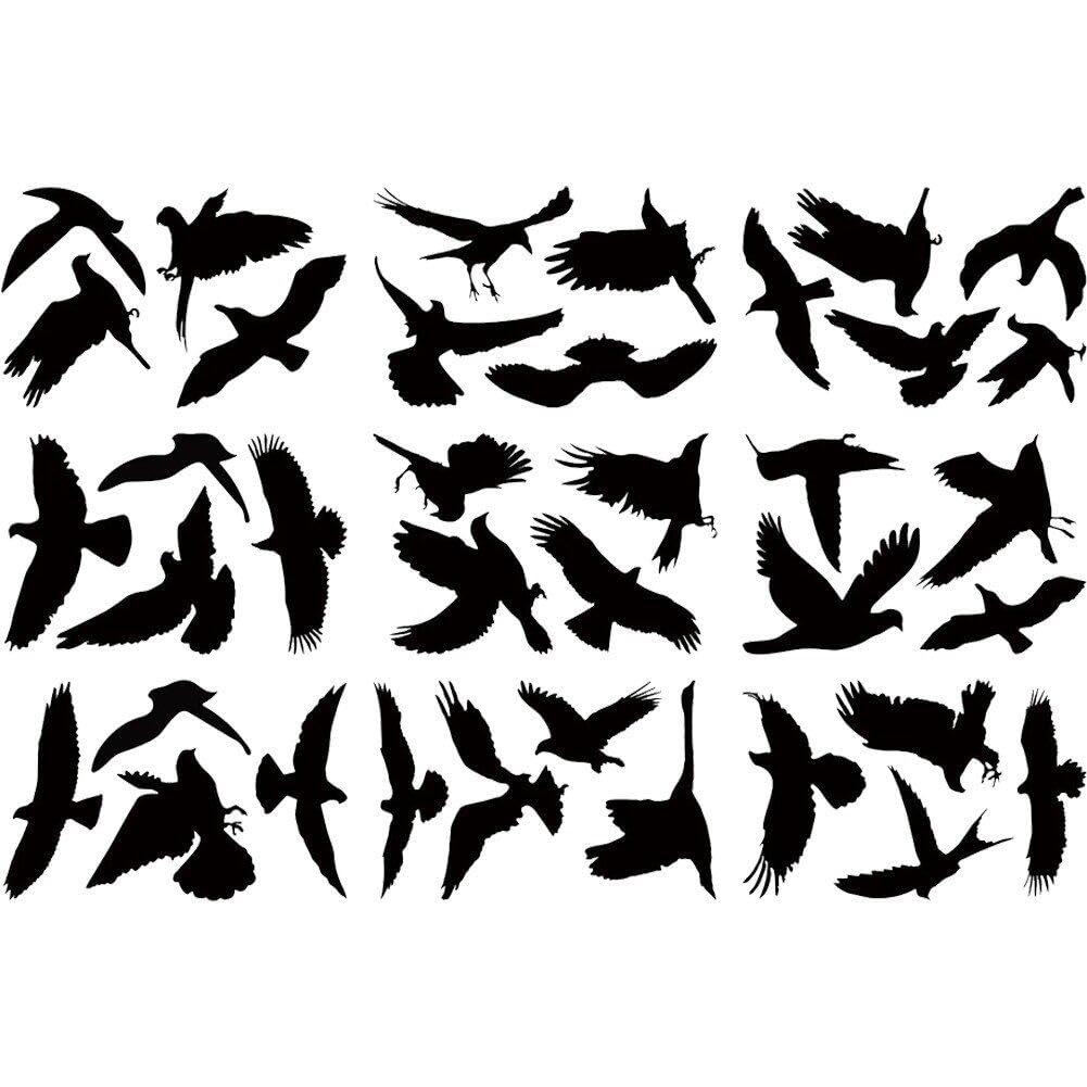 Sanfly Black Bird Window Stickers 36Pcs Crow Glass Window Sticker Anti-Collision Decals Static Electricity Removable Stickers Silhouettes Sticker