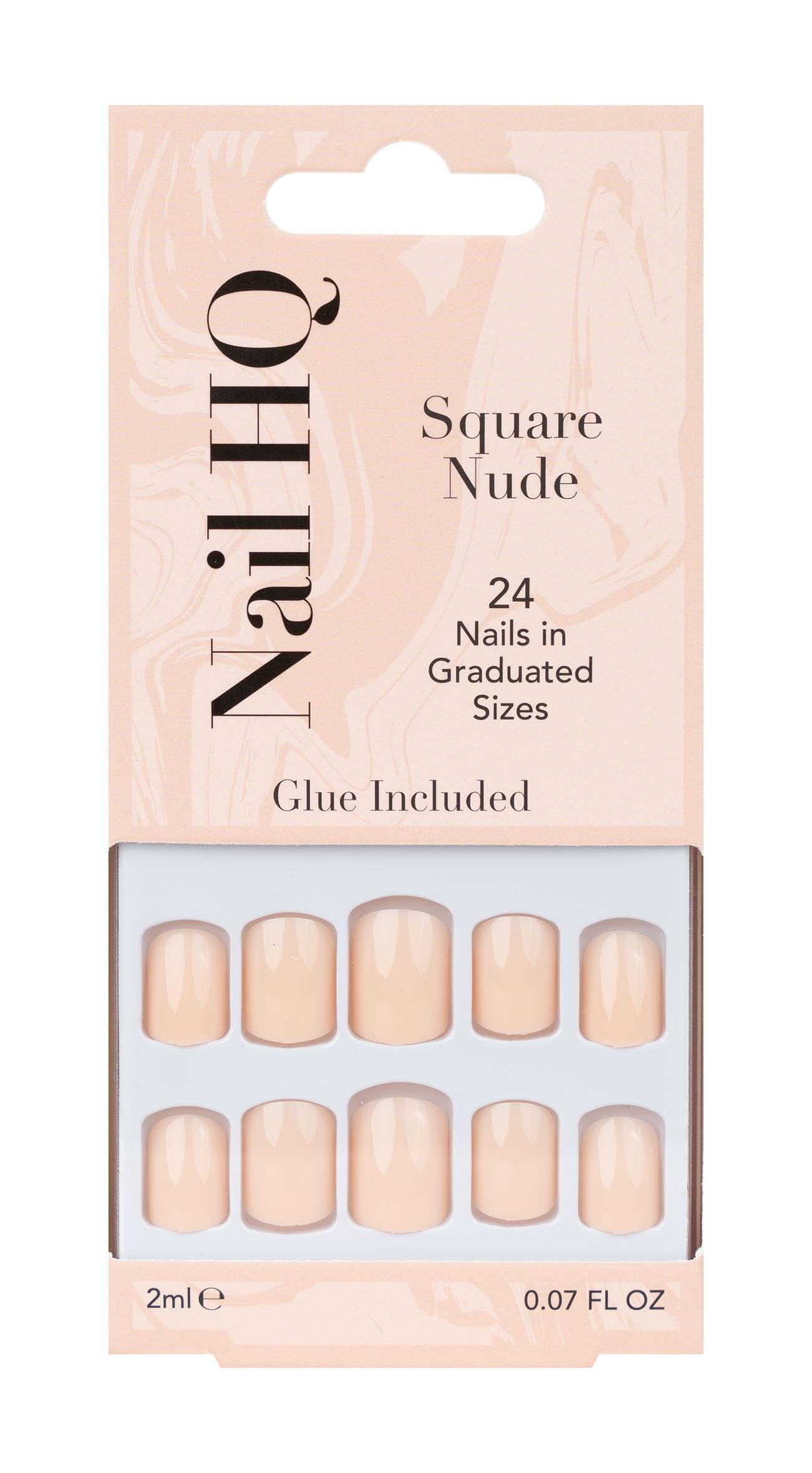 Nail HQ Press Ons – Square Nude – 24 Strong, Durable False Nails with Glossy Finish for Salon-Quality Manicure at Home