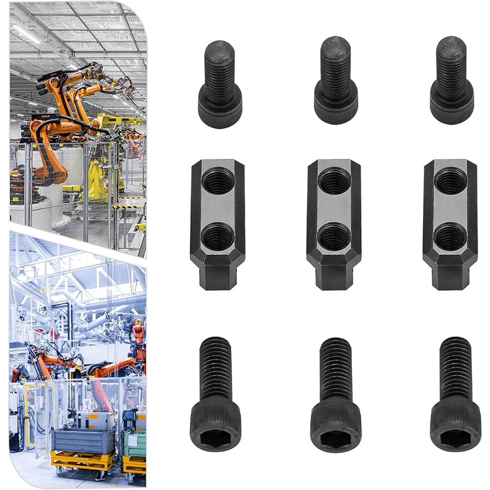 10-calowe nakrętki T, szczęki do uchwytów hydraulicznych, 3 szt., stalowe, hydrauliczne, z sześcioma śrubami M12, obróbki różnych przedmiotów obrabianych (M12)