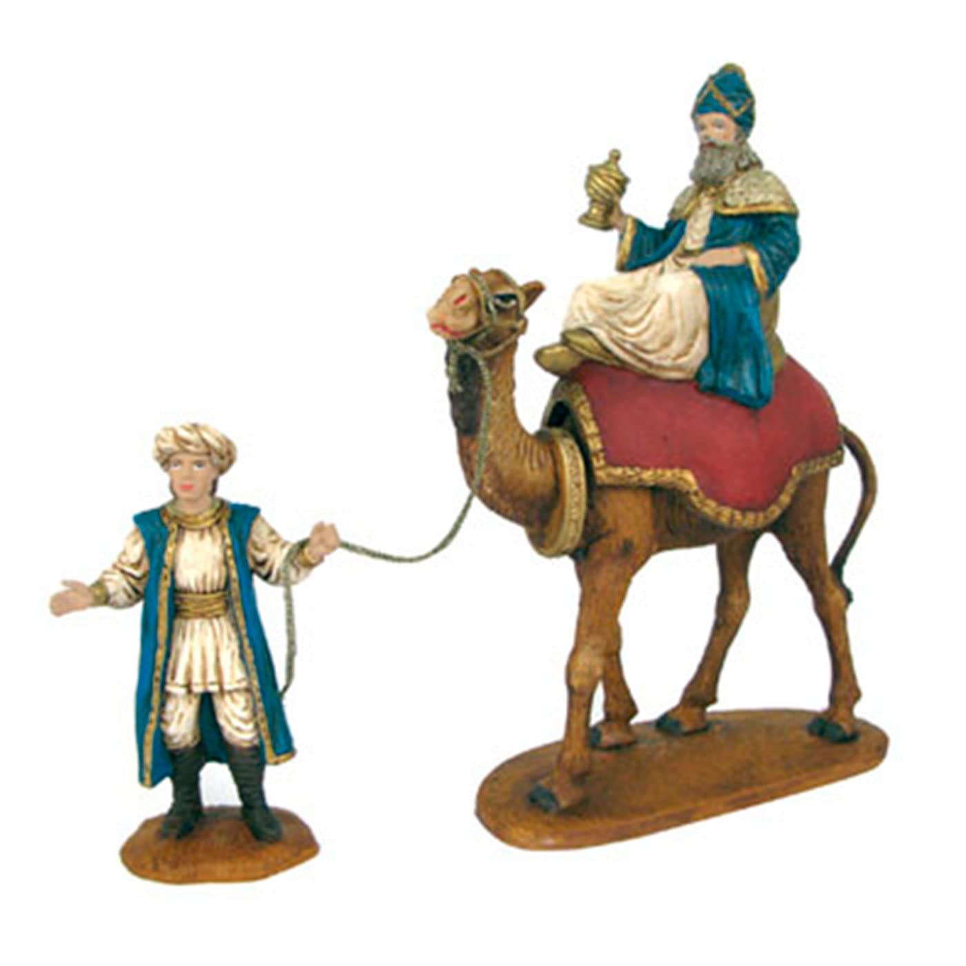 Acan Tradineur - Figuras Reyes Magos, Camellos y pajes para belén navideño 27 cm, durexina, Figuras Decorativas Nacimiento, Pesebre, Navidad, decoración Tradicional