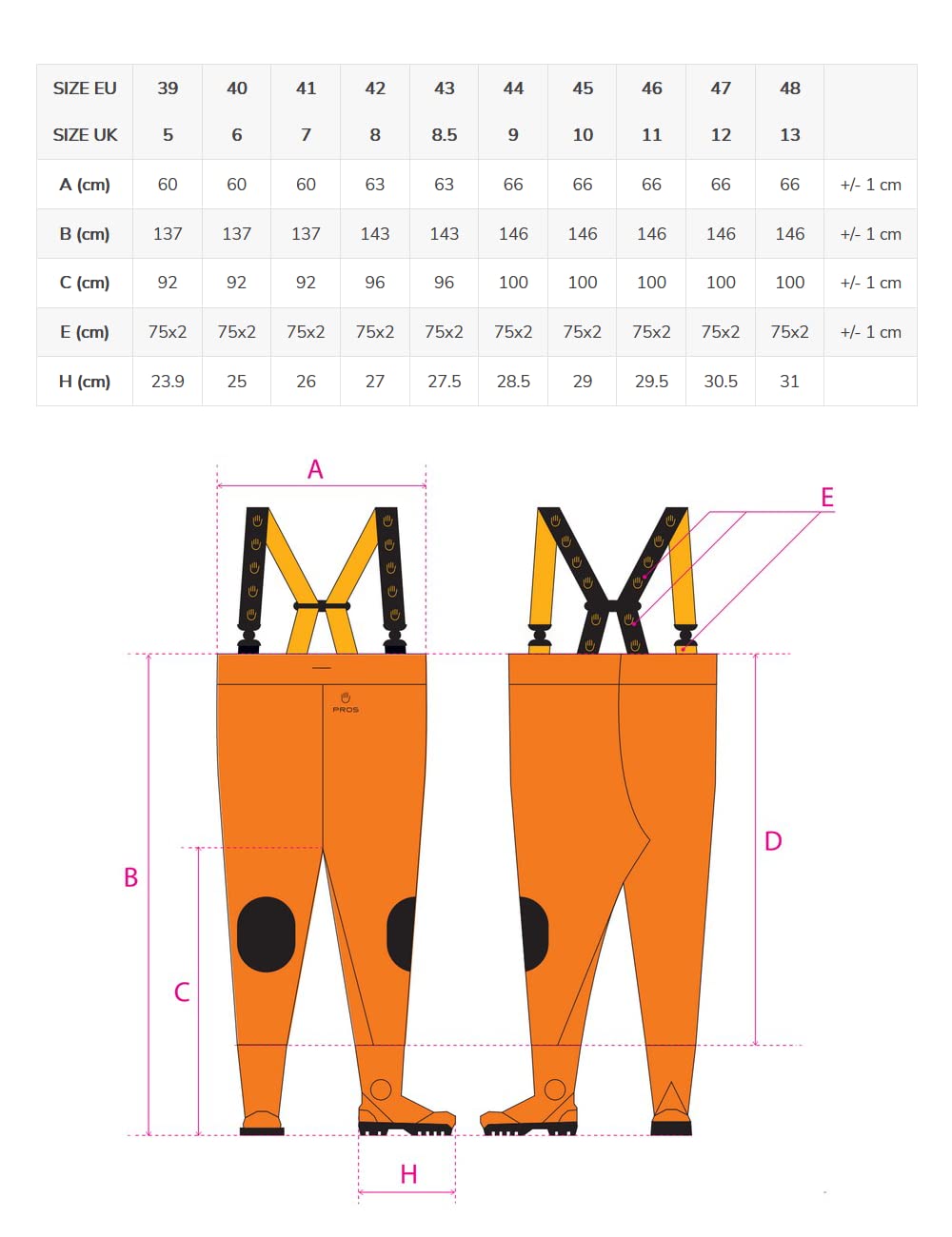 PROS Wathose wasserdichte Anglerhose Fischerhose