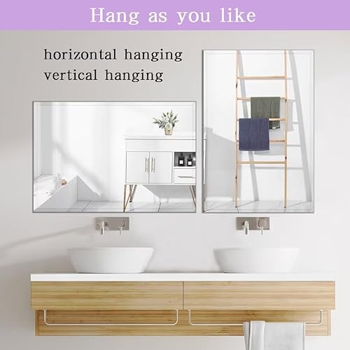 Miniatura 7 de DOIMUSIM Espejo de tocador de baño sin marco para sobre el fregadero, espejos rectangulares de pared biselados con borde pulido, se aplican a la