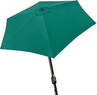 Aktive 53990 - Sombrilla grande jardín, Sombrilla hexagonal, Parasol balcón, Ø 300 cm, color verde, mástil aluminio, Ø 48 mm, con manivela, techo de ventilación