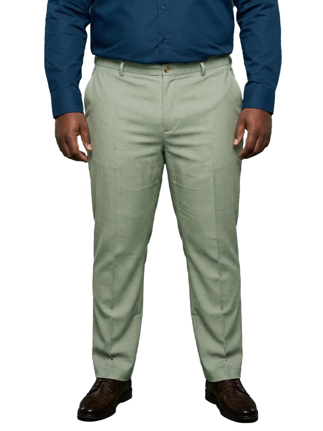 bigbanana Men Plus Size Textured Sea Green Formal Pant-picture-40